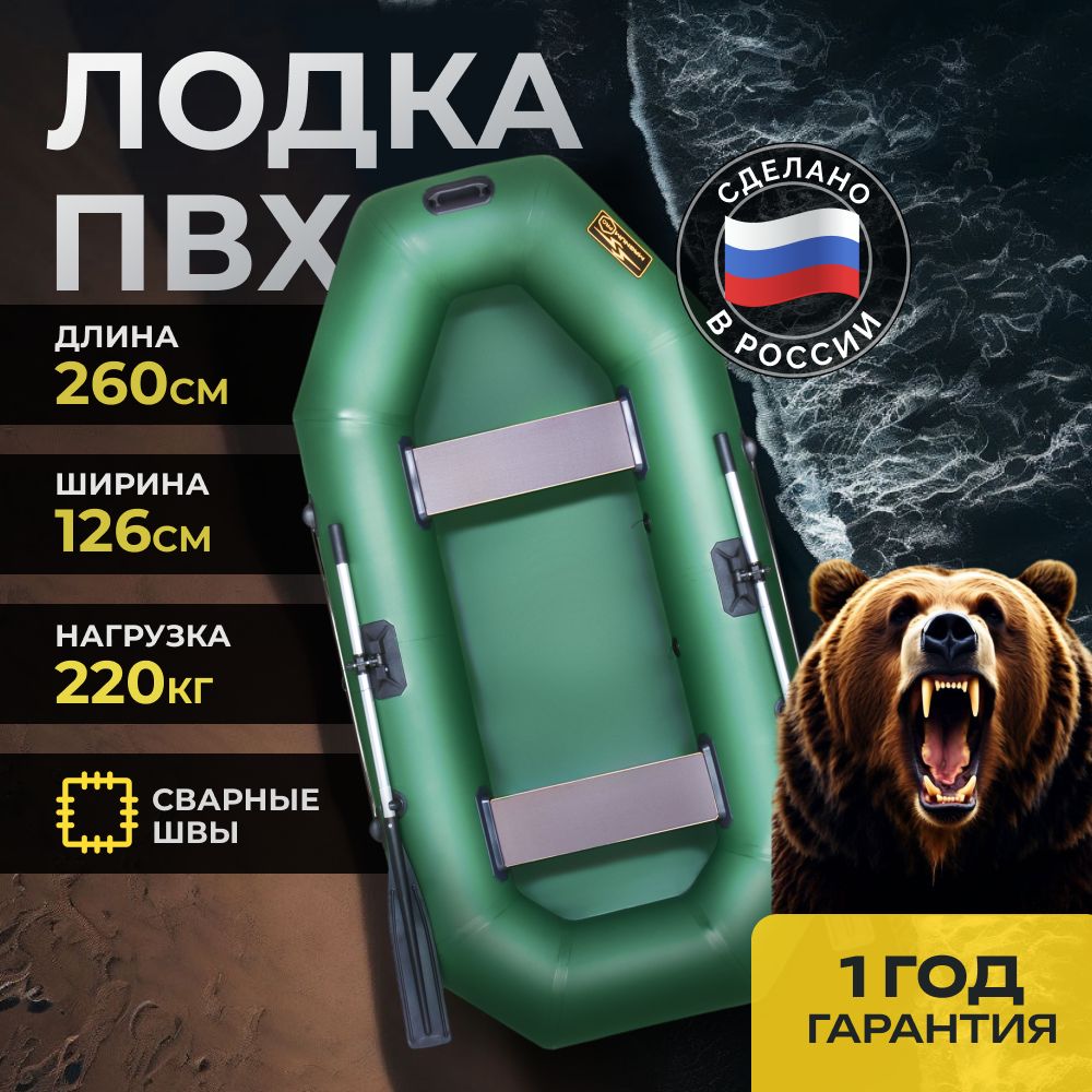 Лодка пвх надувная для рыбалки двухместная Magnum Pro 260 зеленая купить на OZON по низкой цене (1451255630)