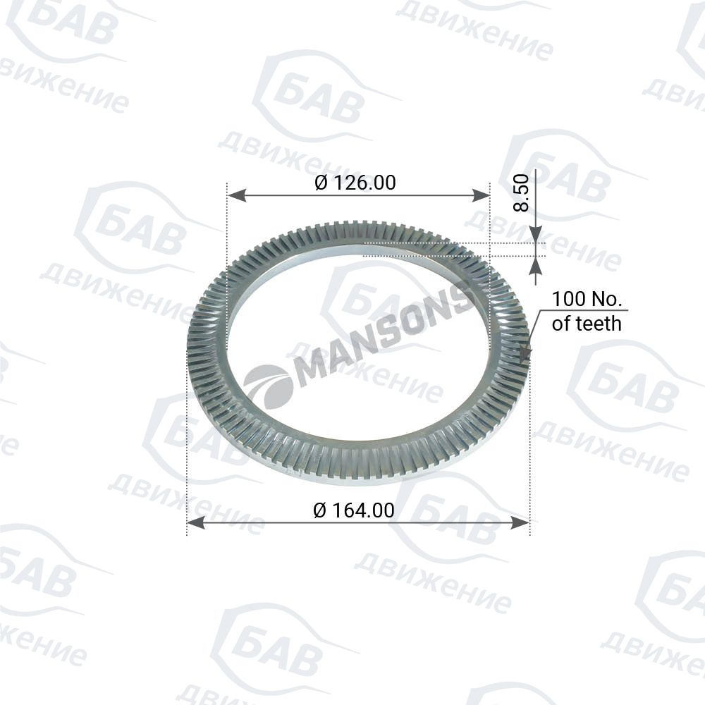 Кольцо ABS 126xo164x8,5 Z 100 Scania 100.048
