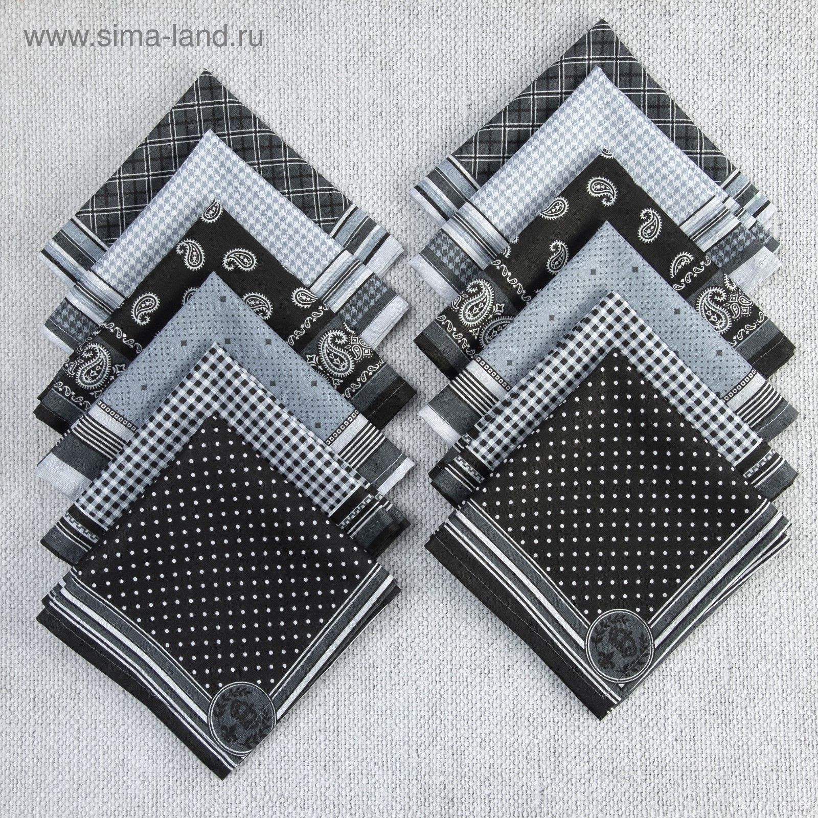 Платок носовой мужской 28х28 см, 12шт, рис 21163-1, г/м100хл100%