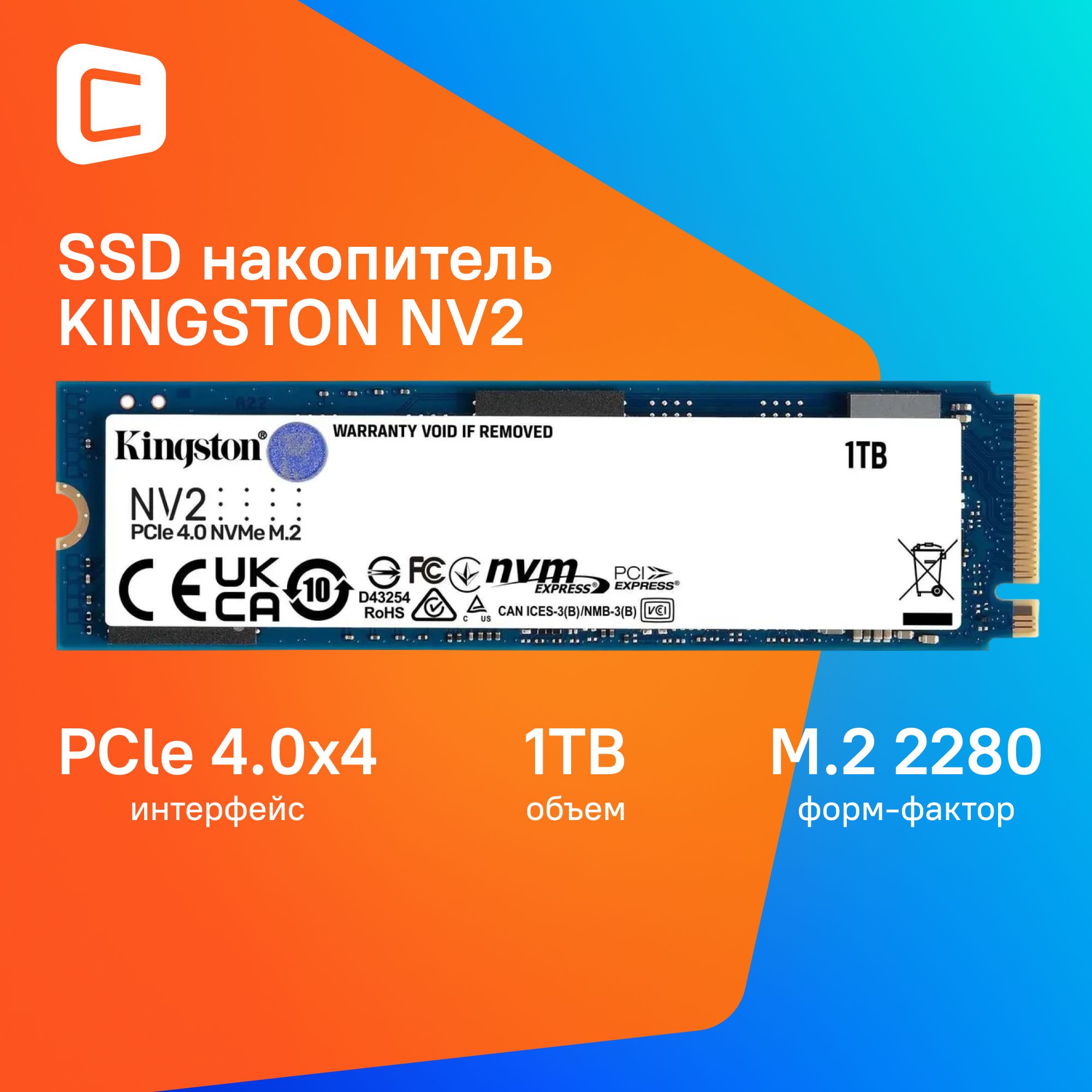 Kingston 1 ТБ Внутренний SSD-диск SNV2S/1000G (SNV2S/1000G)