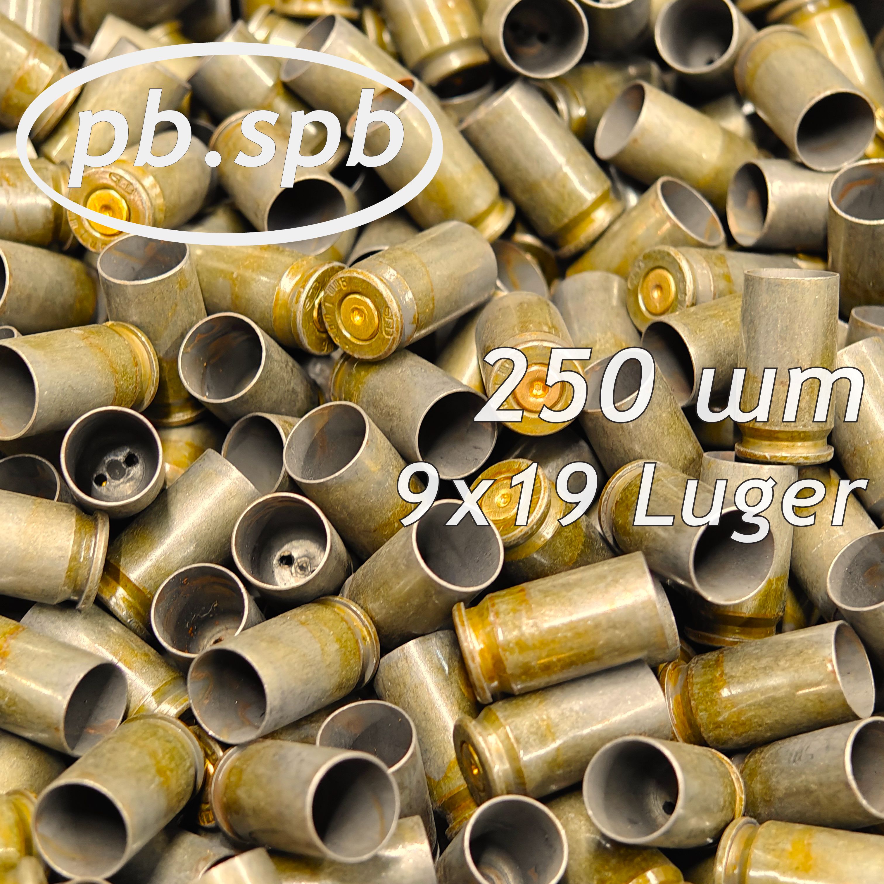 Оружейнаягильза,9x19Luger,стальная,покрытиелак(зелёная):250шт