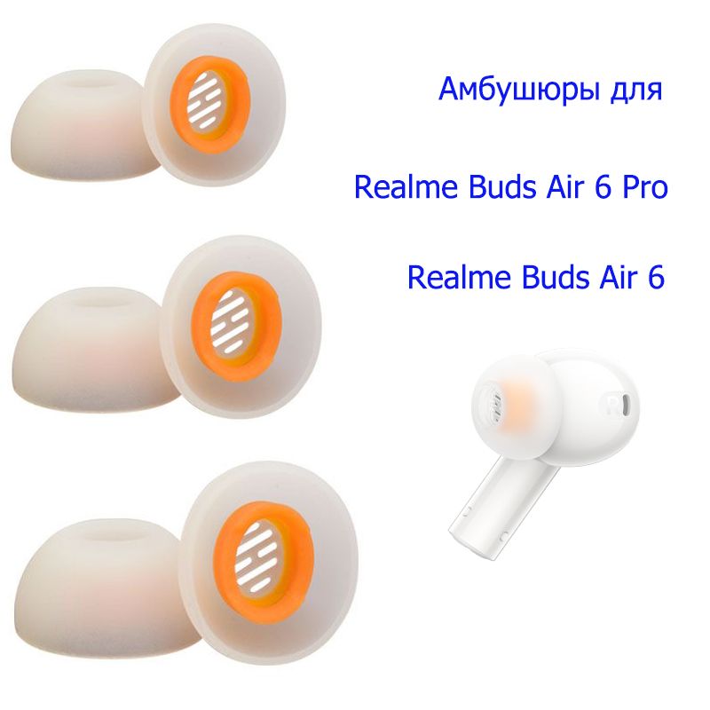 АмбушюрыдлянаушниковRealmeBudsAir6Pro/Air6(силикон,3пары)