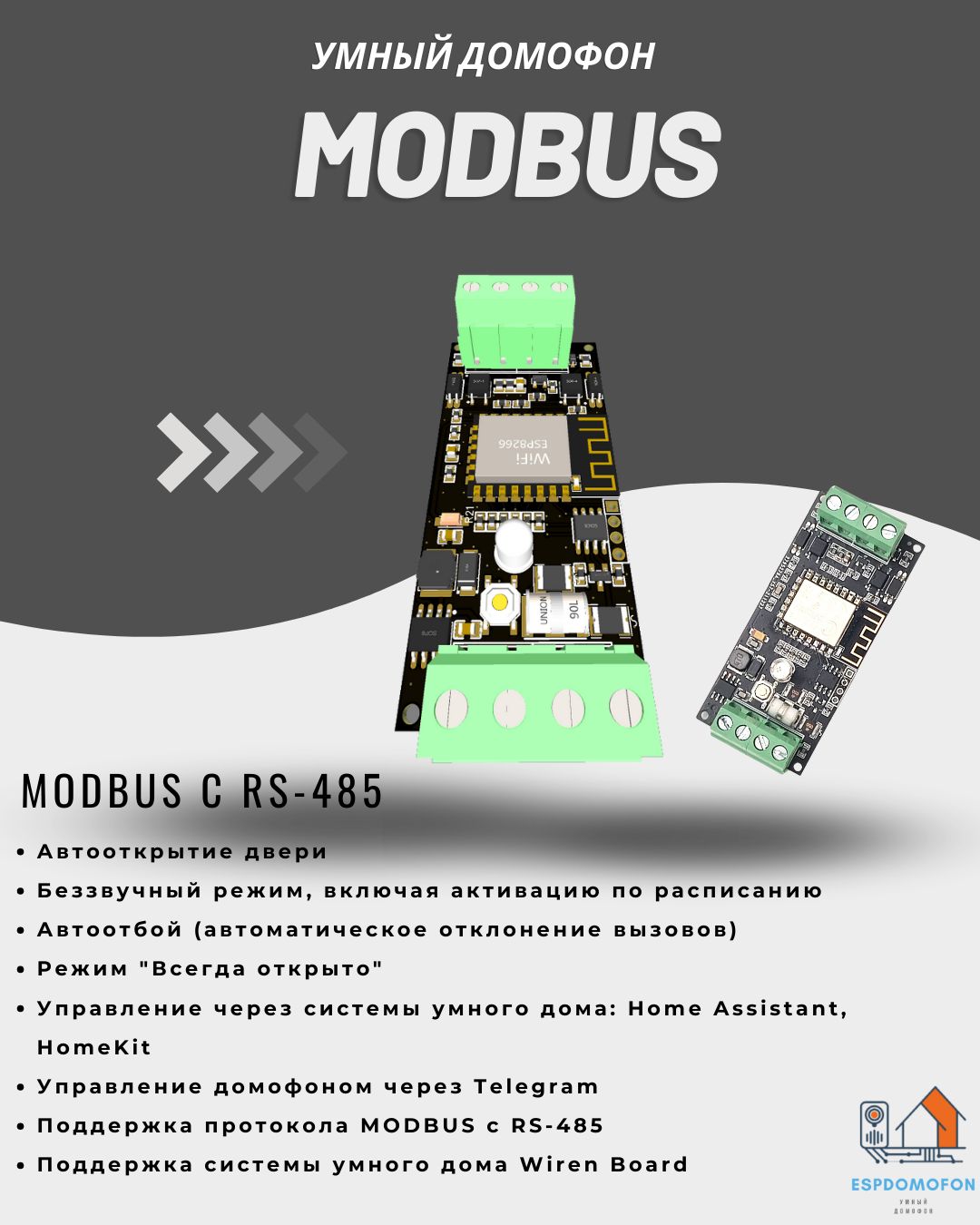 УмныйдомофонверсияModbusRS-485