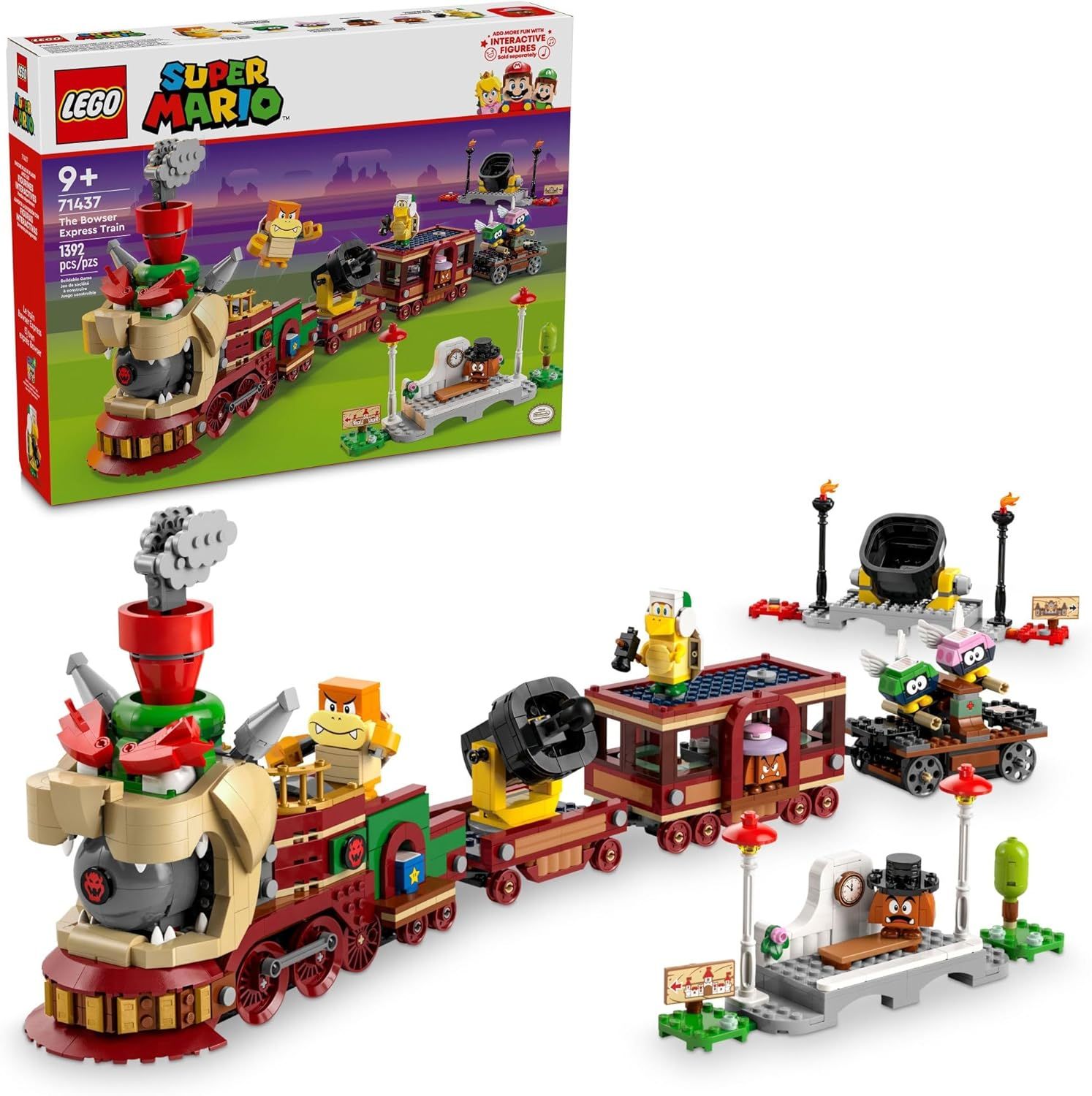 LEGO Super Mario The Bowser Express Train Toy Hammer Bro Boom Boom 2 Goombas 2 Para Biddybuds 71437 OZON 1666472809