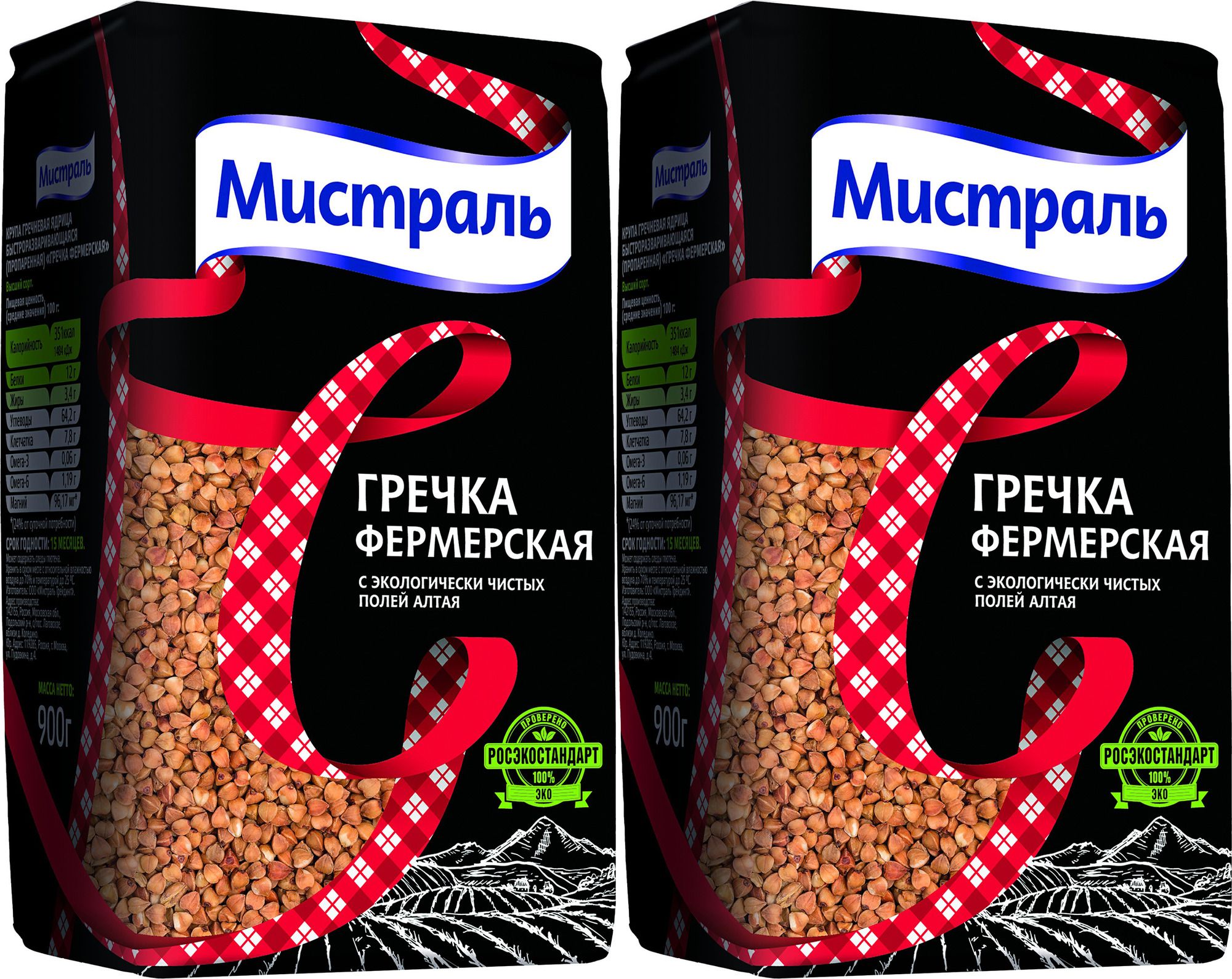 Мистраль Гречка ФЕРМЕРСКАЯ 2 кг * 2 шт, 4 кг