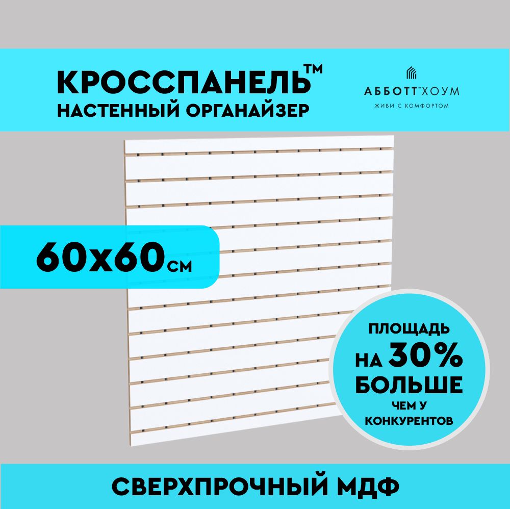 Перфорированная панель настенная белая кросспанель 60х60х1 система хранения инструментов