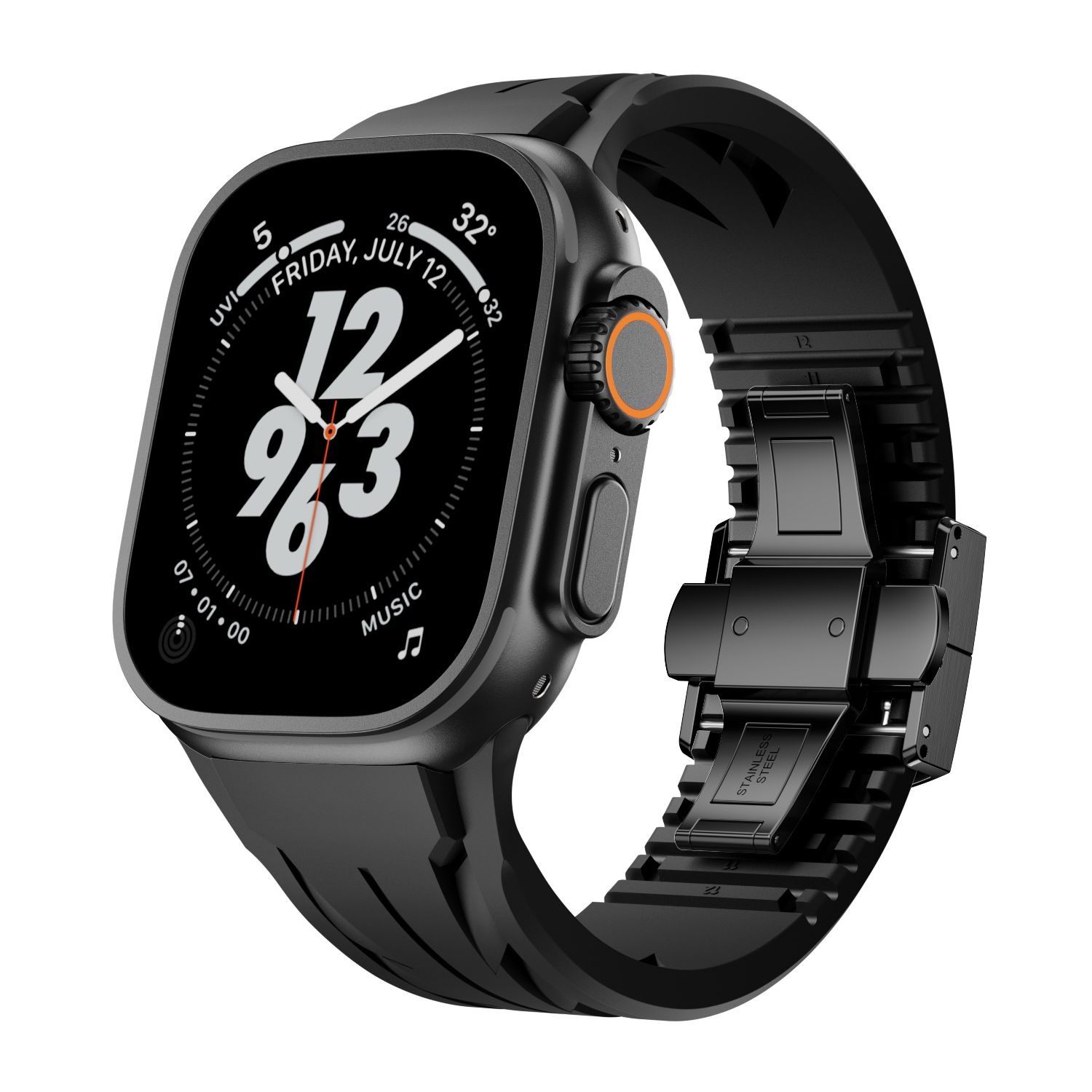 ФторкаучуксиликоновыйспортивныйременьдляAppleWatchSeries1098765SE464445MM/Ultra249MM