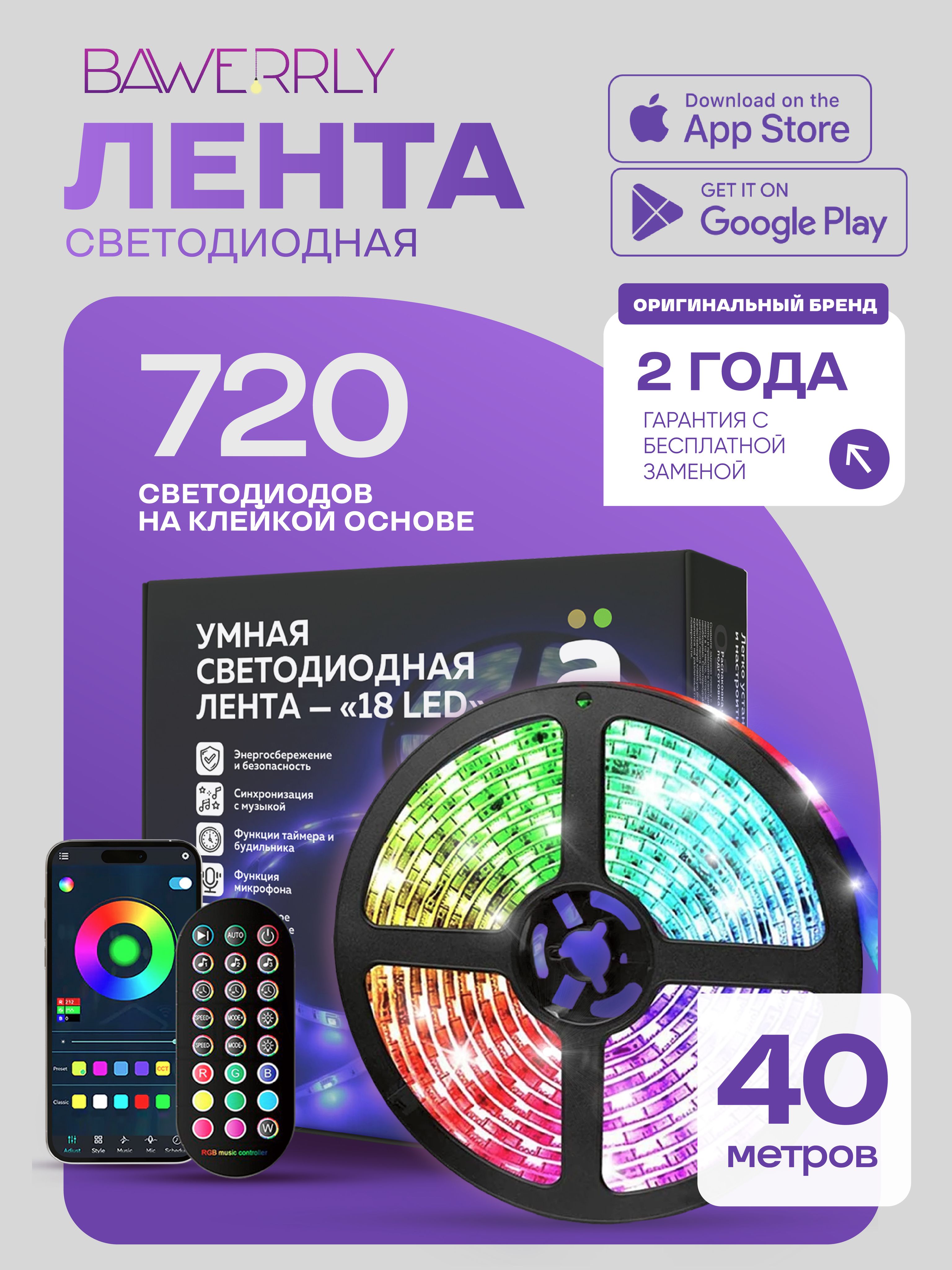 Светодиодная лента RGB 40 метров