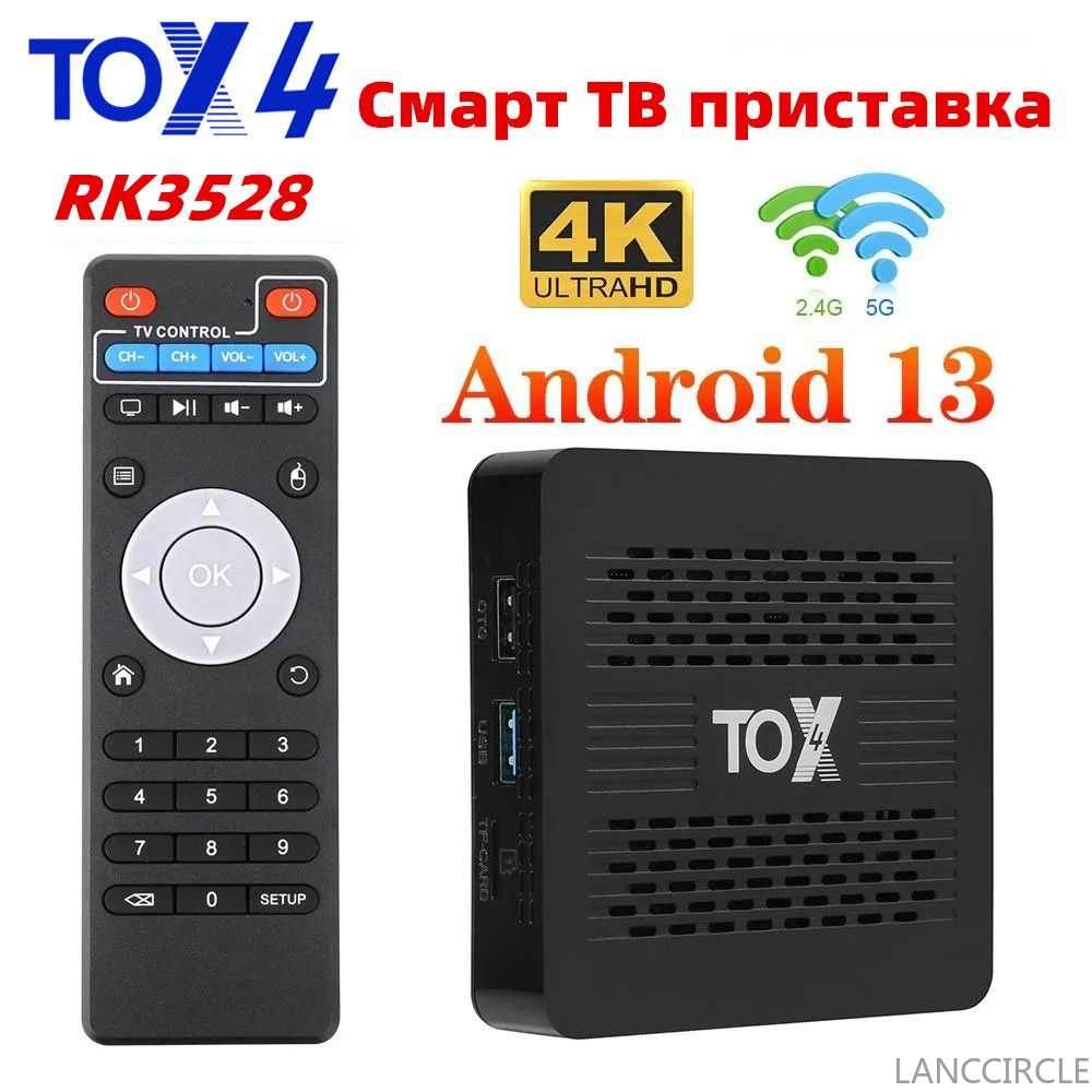 МедиаплеерСмартТВприставкаTOX44Гб/32ГбRockchipRK3528Android13WiFiBluetoothLANCCIRCLE