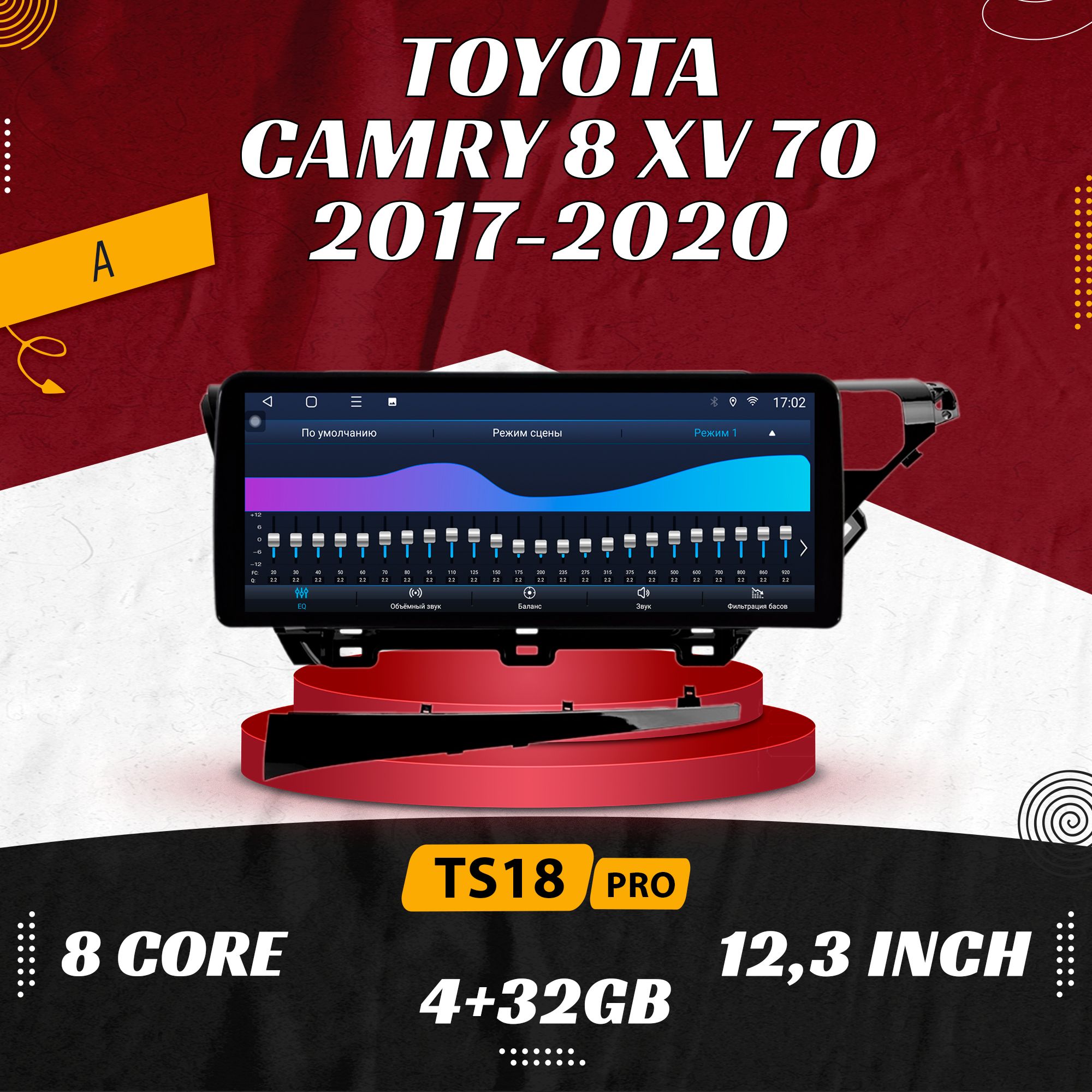 Штатная магнитола TS18PRO / 4+32GB Toyota Camry 8 XV 70 Тойота Камри магнитола Android 10 2din головное устройство мультимедиа