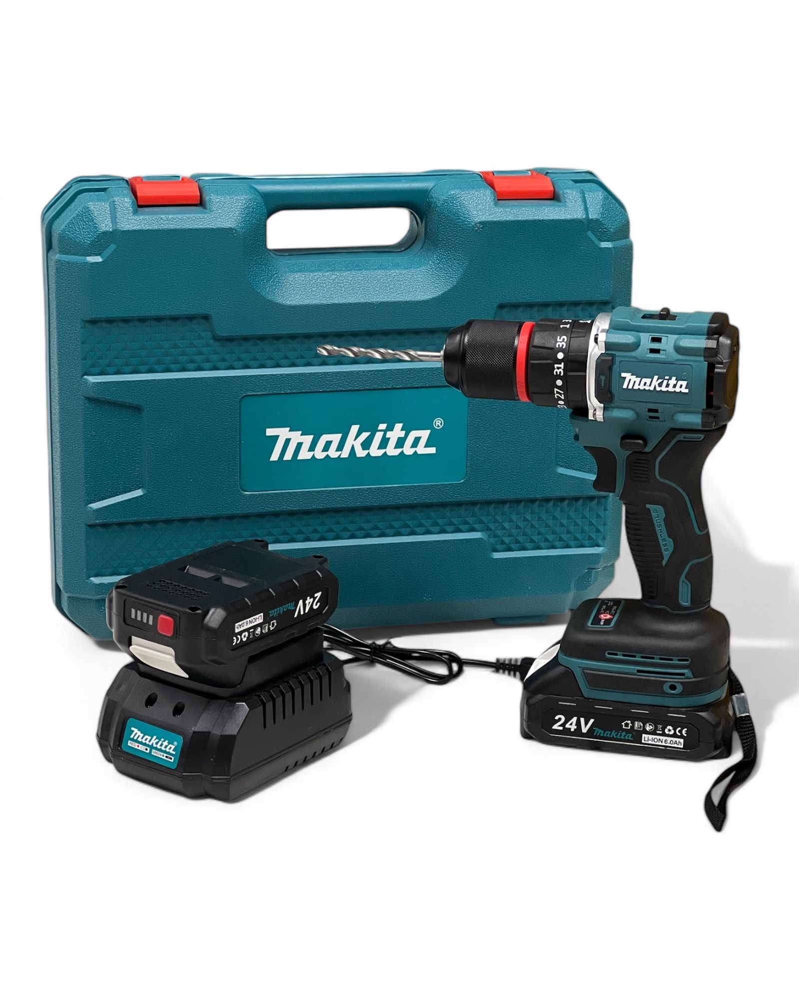 Дрель шуруповерт Makita 24 V / 13 патрон ,бесщеточный, 2 акб