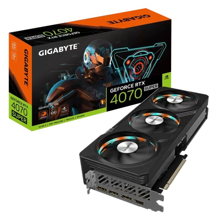 GigabyteВидеокартаGeForceRTX4070SUPERGAMINGOC12ГБ(GV-N407SGAMINGOC-12GD)