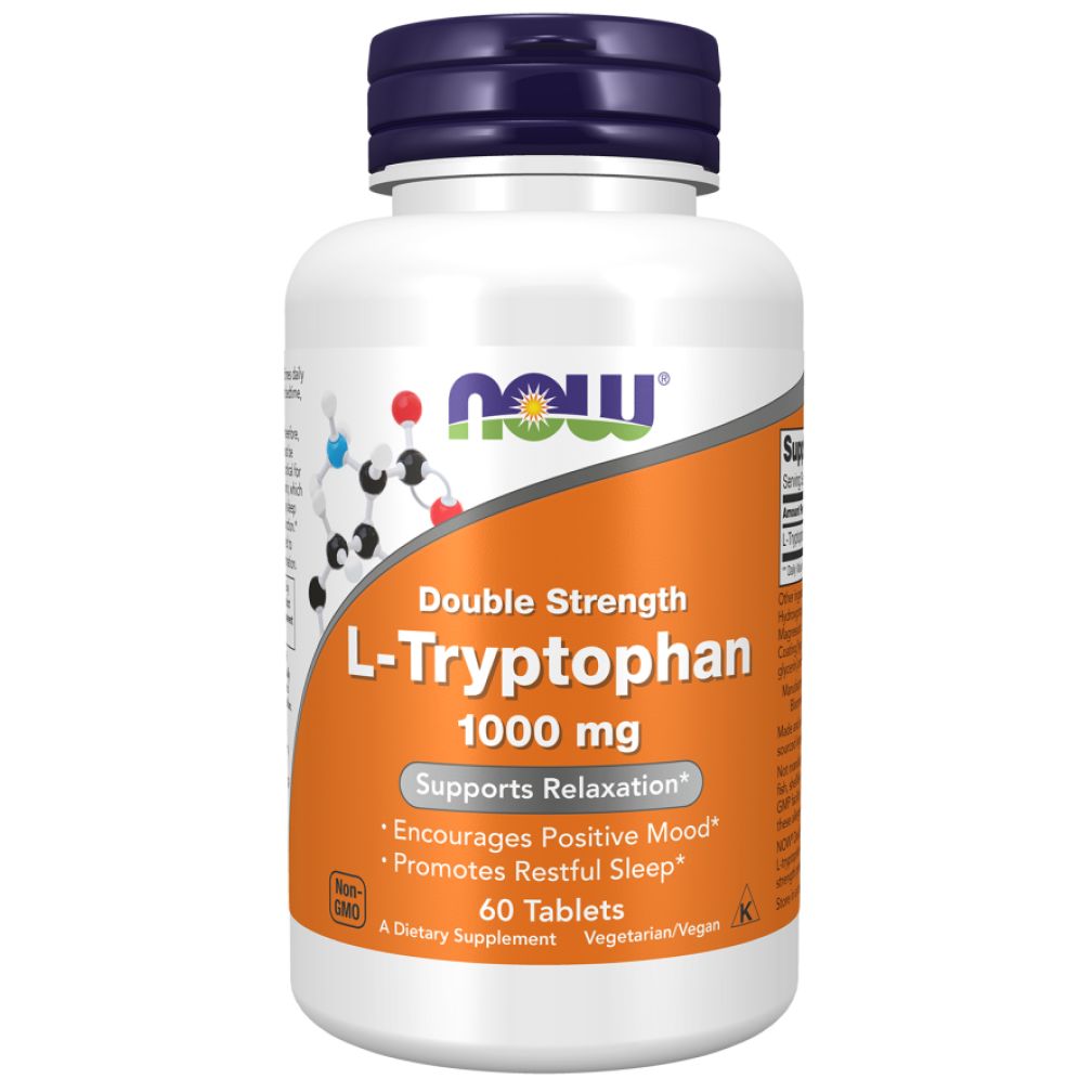 NOW Double Strength L-Tryptophan (Двойная Сила Л-Триптофан) 1000 мг 60 таб (1478 мг)