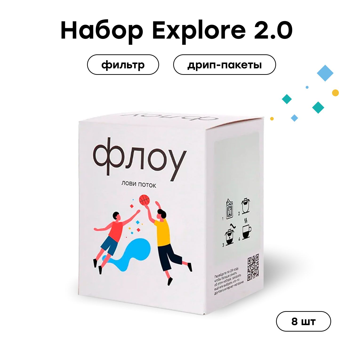 Дрип кофе ФЛОУ Explore 2.0, набор 8 шт. по 12 г