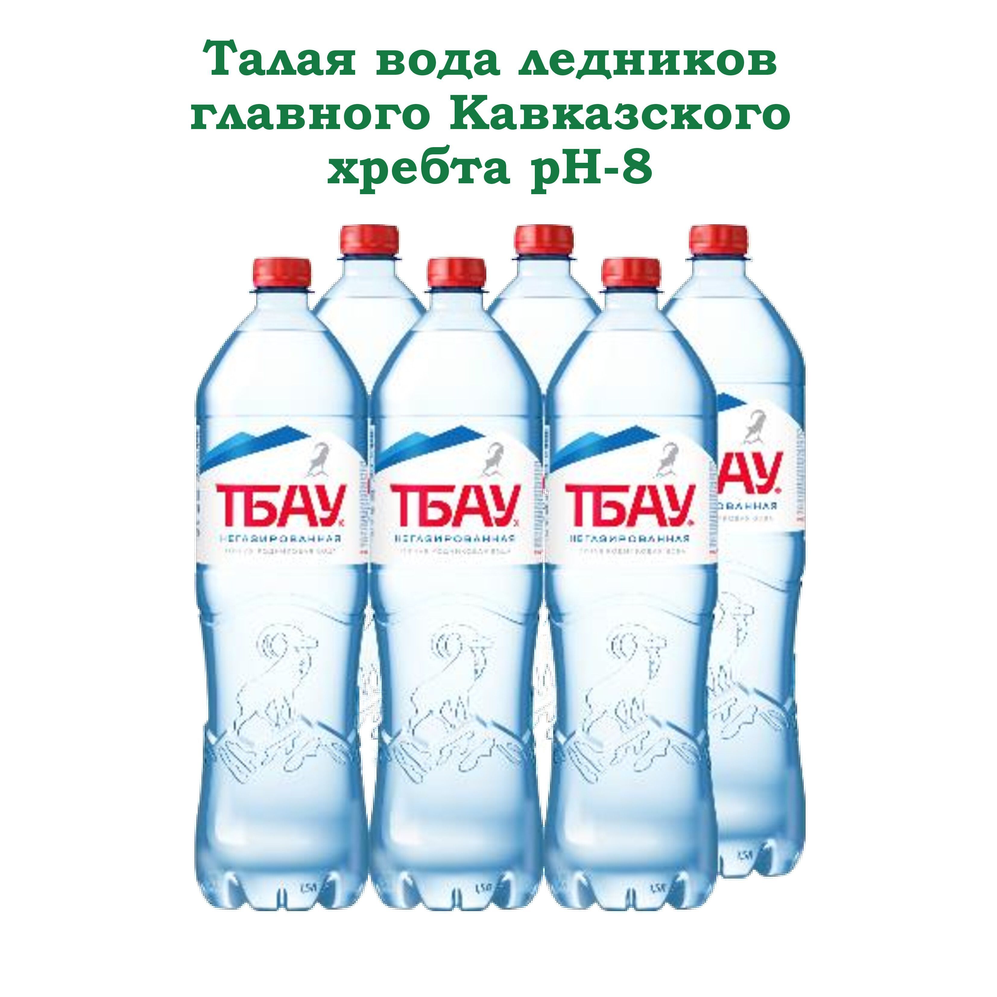 Вода "ТБАУ" НЕГАЗ горная родниковая 1,5 л. х 6 шт. (Северный Кавказ), Пэт