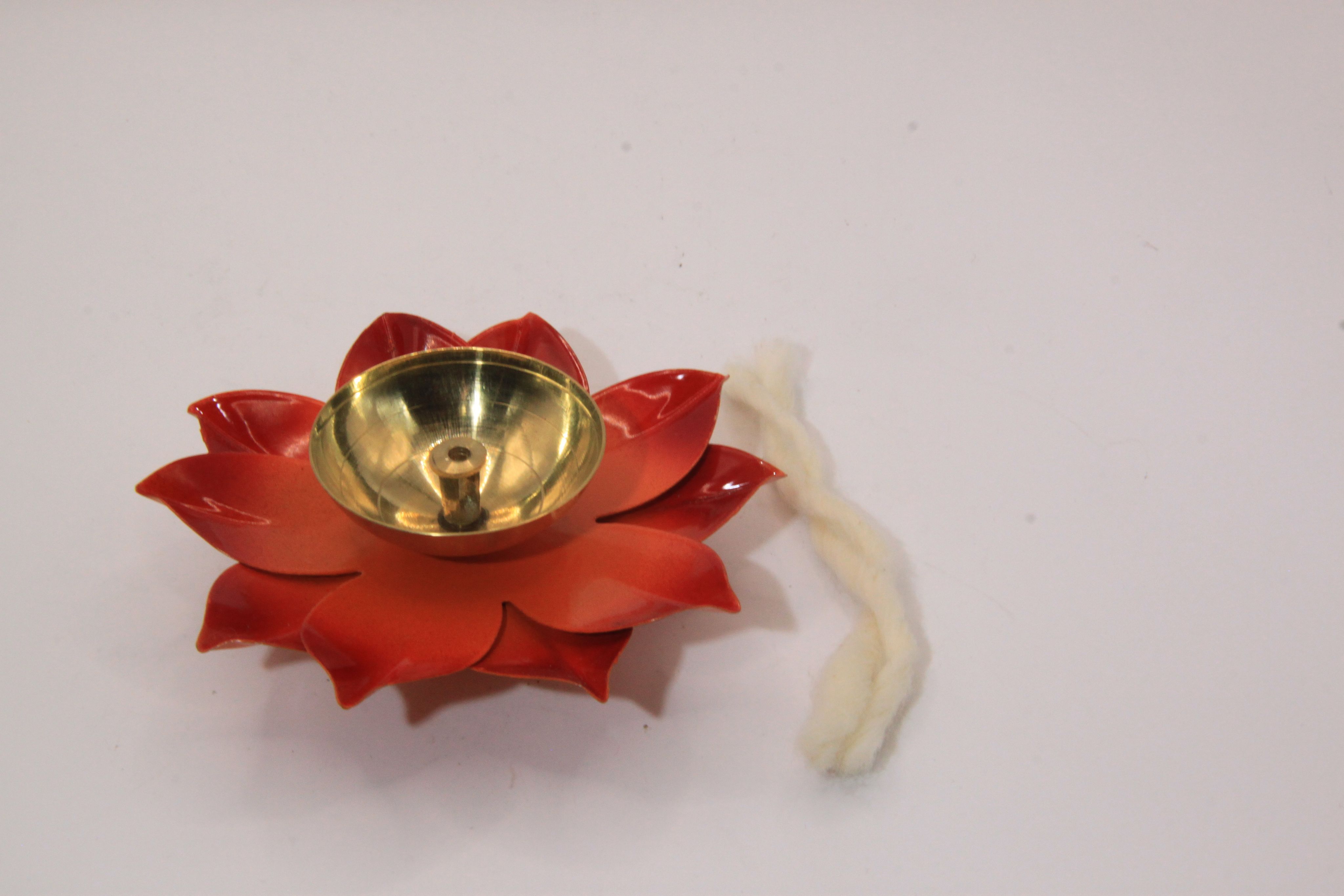 Лампада масляная-дипак, латунь лотос оранжевый