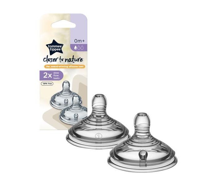 Соска Tommee Tippee силиконовая Closer to nature медленный поток 0+ 2 шт.