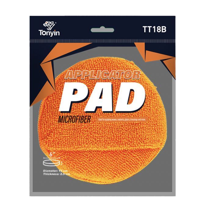 TT18B Аппликатор микрофибровый круглый с карманом WAX POLISH MICROFIBER PAD WITH POCKET TONYIN, 1 шт.