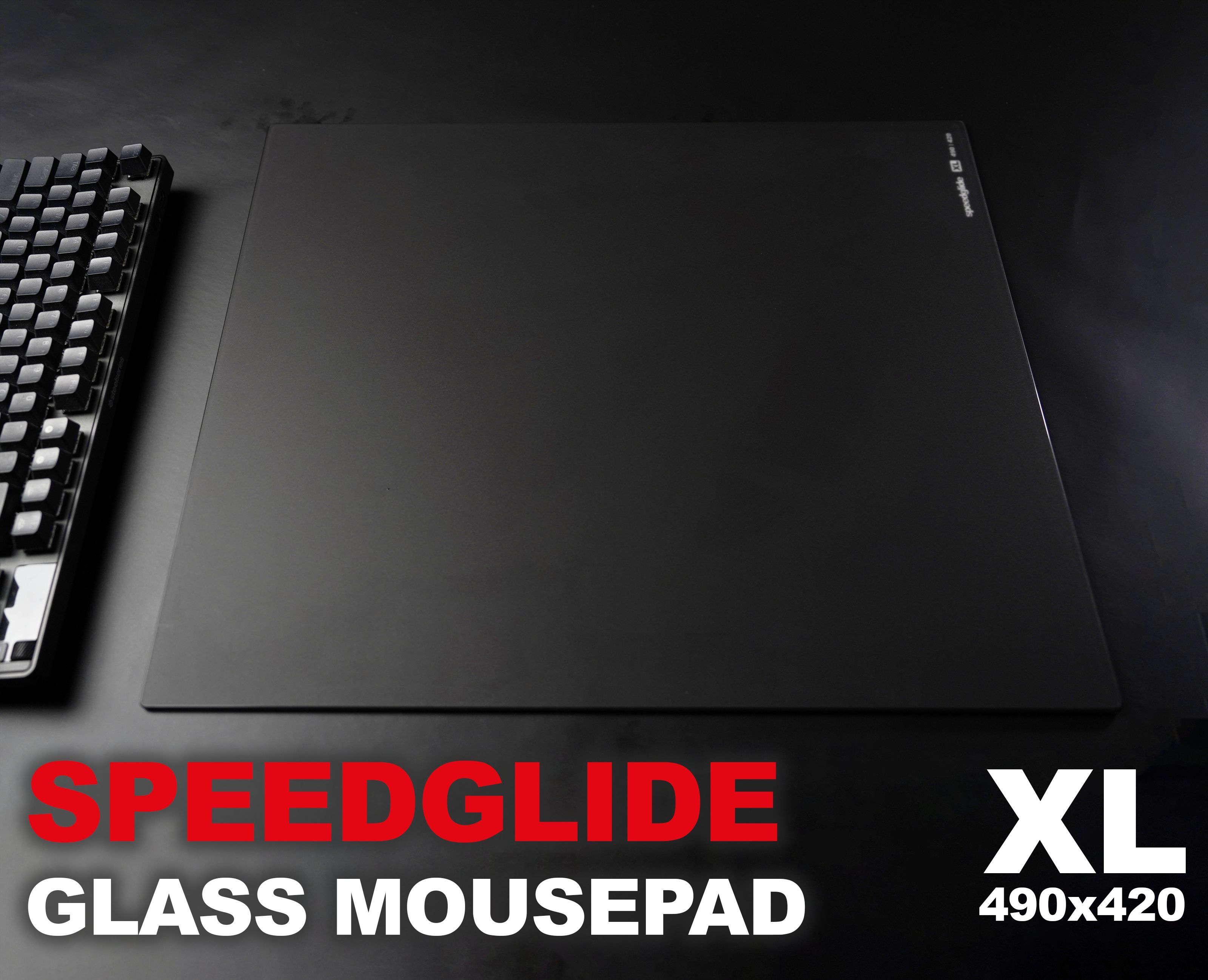 Игровой коврик для мыши GlassPad - Стеклянный игровой коврик SpeedGlide для мыши, XL, черный