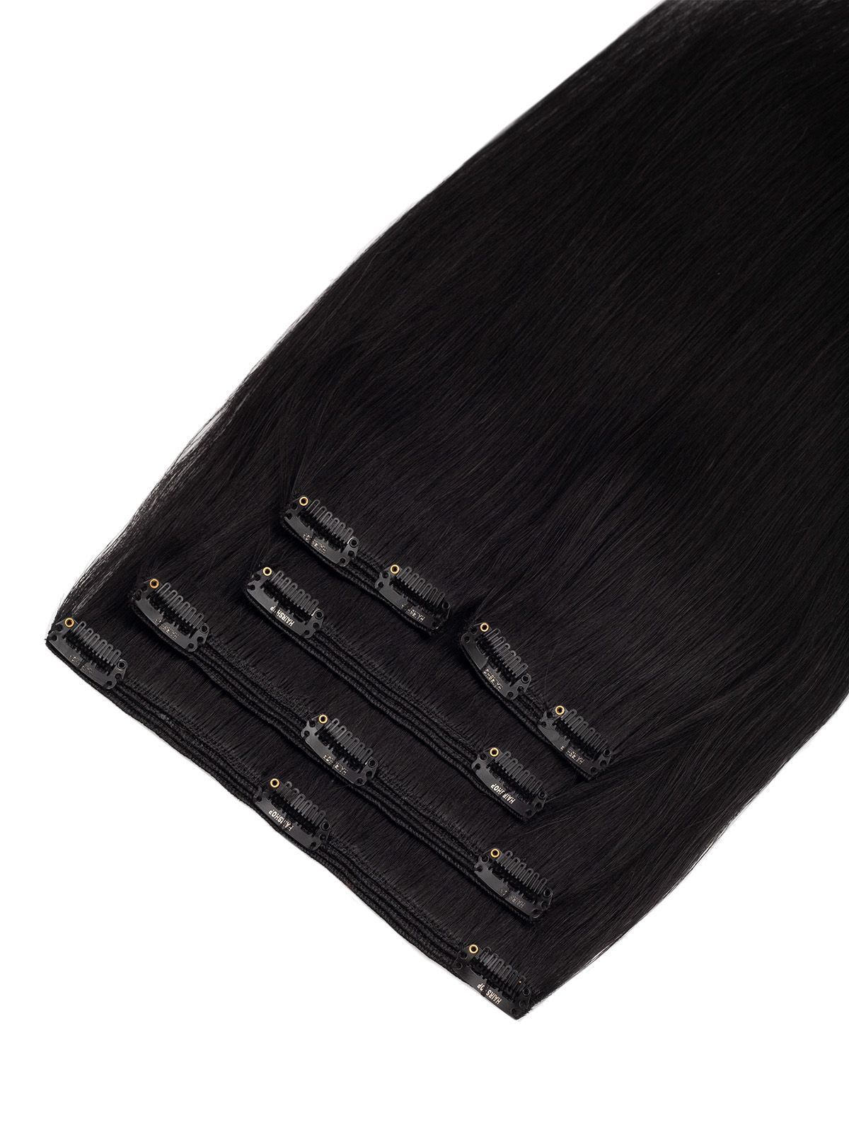 Натуральные волосы на заколках, накладные пряди на трессах J-line 1.0 черные 60см 120г