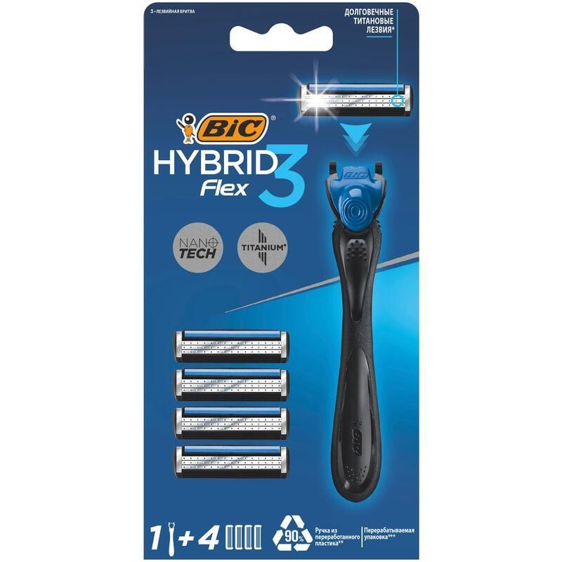 Бритва Bic Flex 3 Hybrid с 4 сменными кассетами