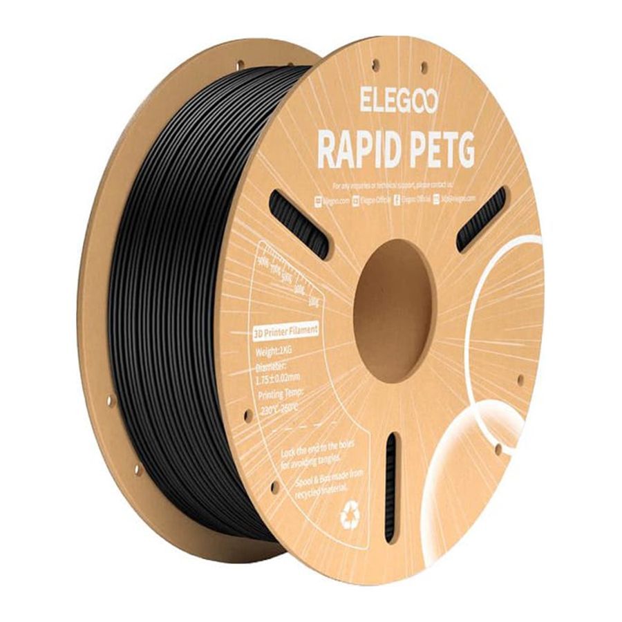 PETG Rapid пластик Elegoo для 3D принтера 1.75 мм, Чёрный, 1 кг