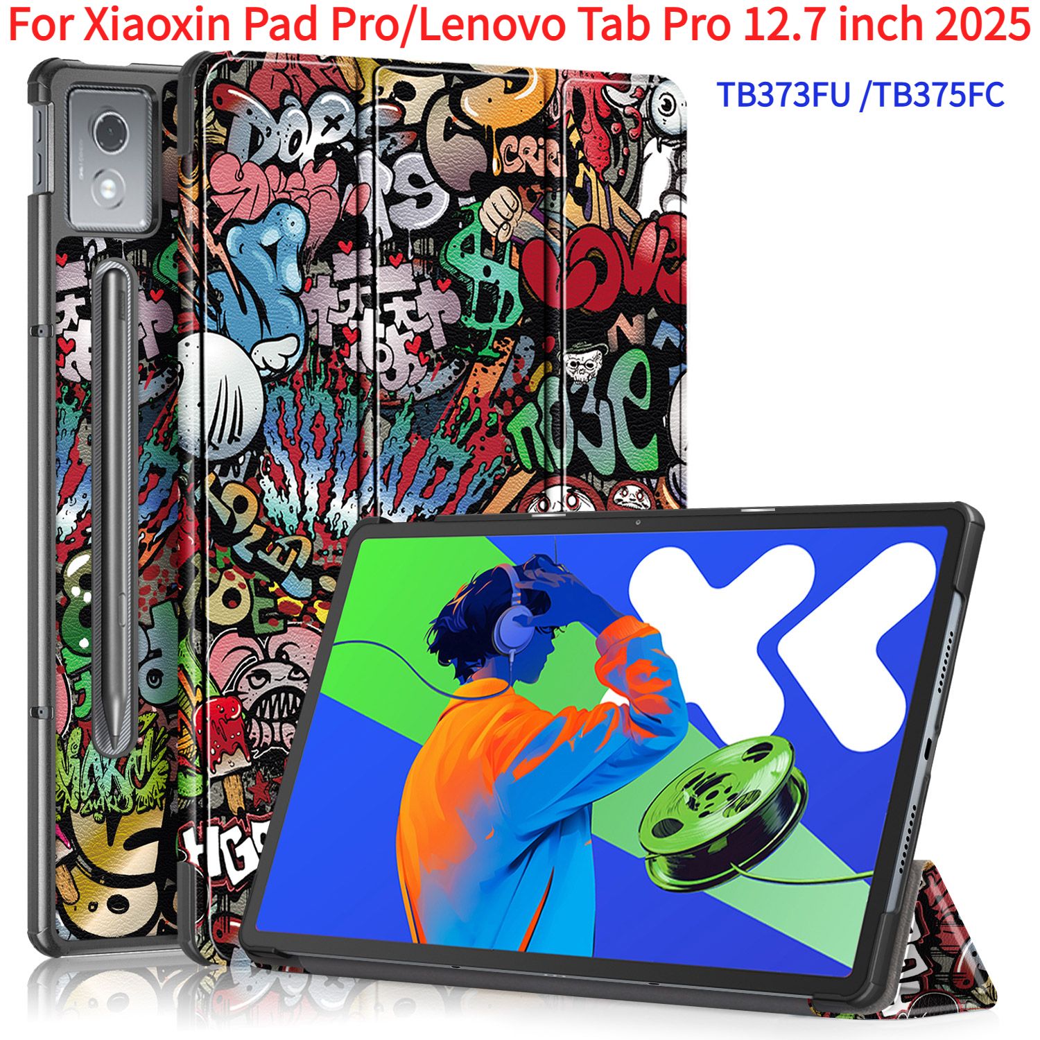 Tri-FoldPUкожаныйзащитныйчехолдляXiaoxinPadPro/LenovoTabPro12,7дюйма2025TB373FU/TB375FC