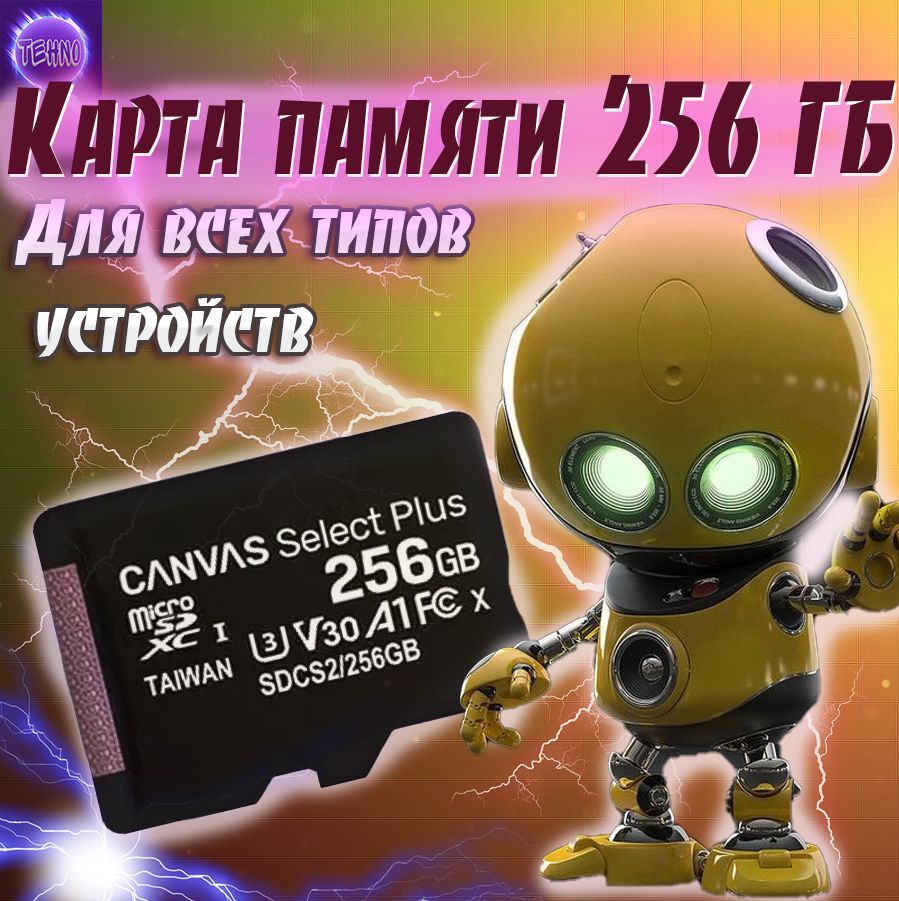 КартапамятиCanvas256gbmicroSD,сдкарта256,дляmicroSDHC256ГБ