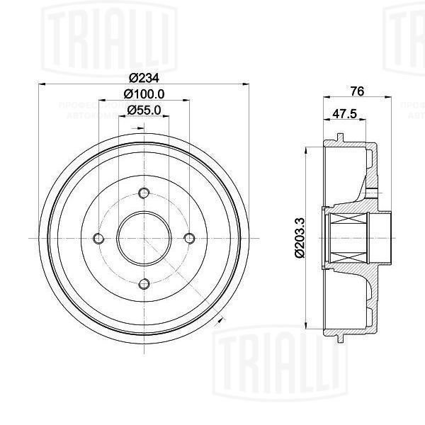 Барабан тормозной ВАЗ Xray в сб. (с подшипником) d203.3 мм TRIALLI TF225685