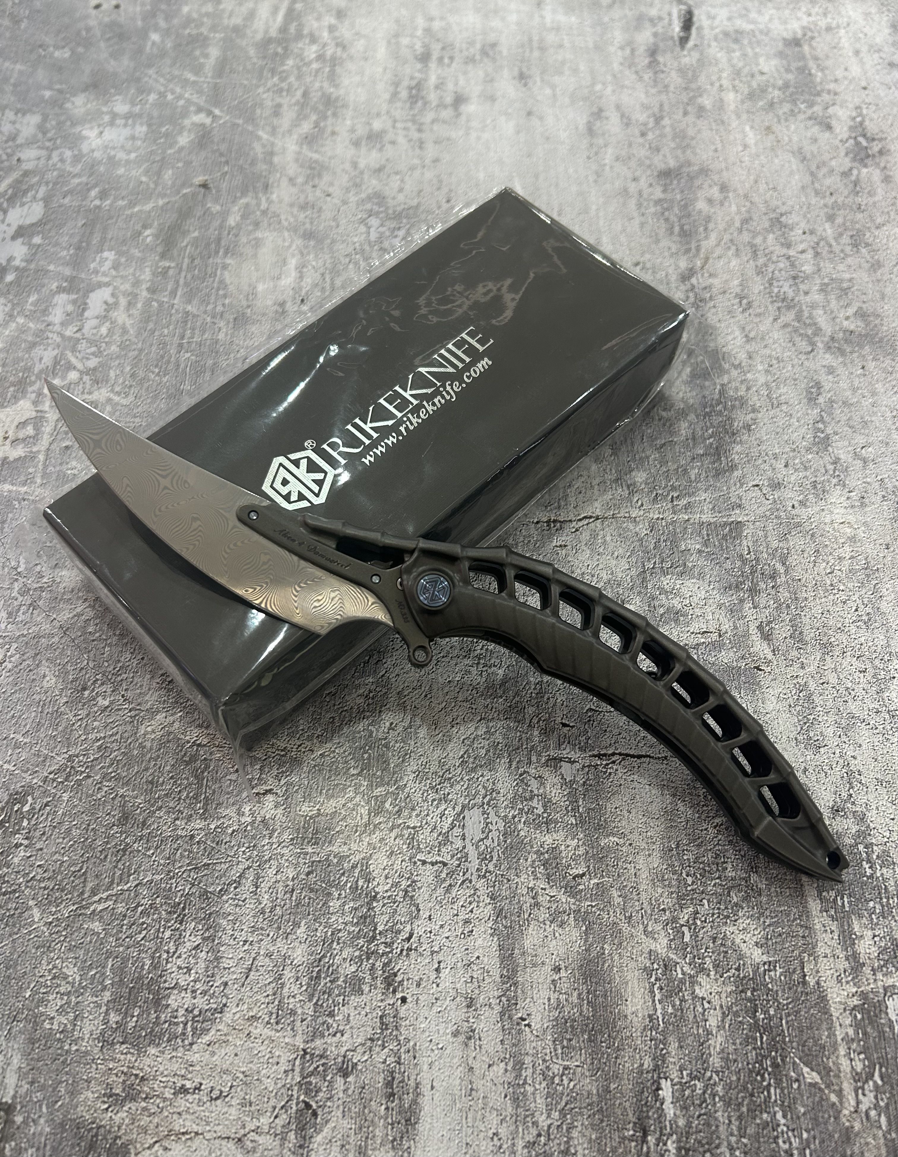 СкладнойножRikeKnifeAlien4стальDamasteel,рукоятьDarkGreyTi