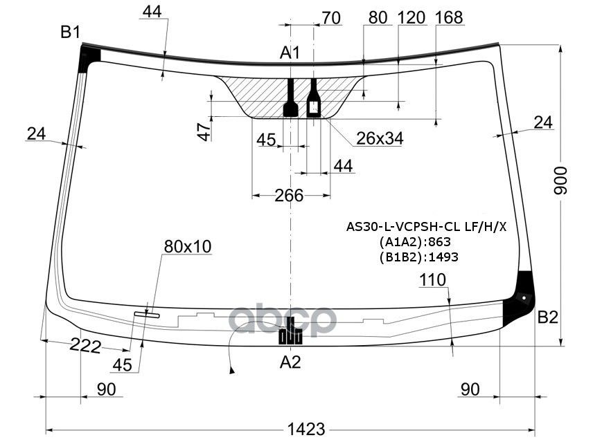 XYG Стекло лобовое (Обогрев щеток/ Датчик дождя/ Молдинг) Toyota RAV4 (XA30) 05-13