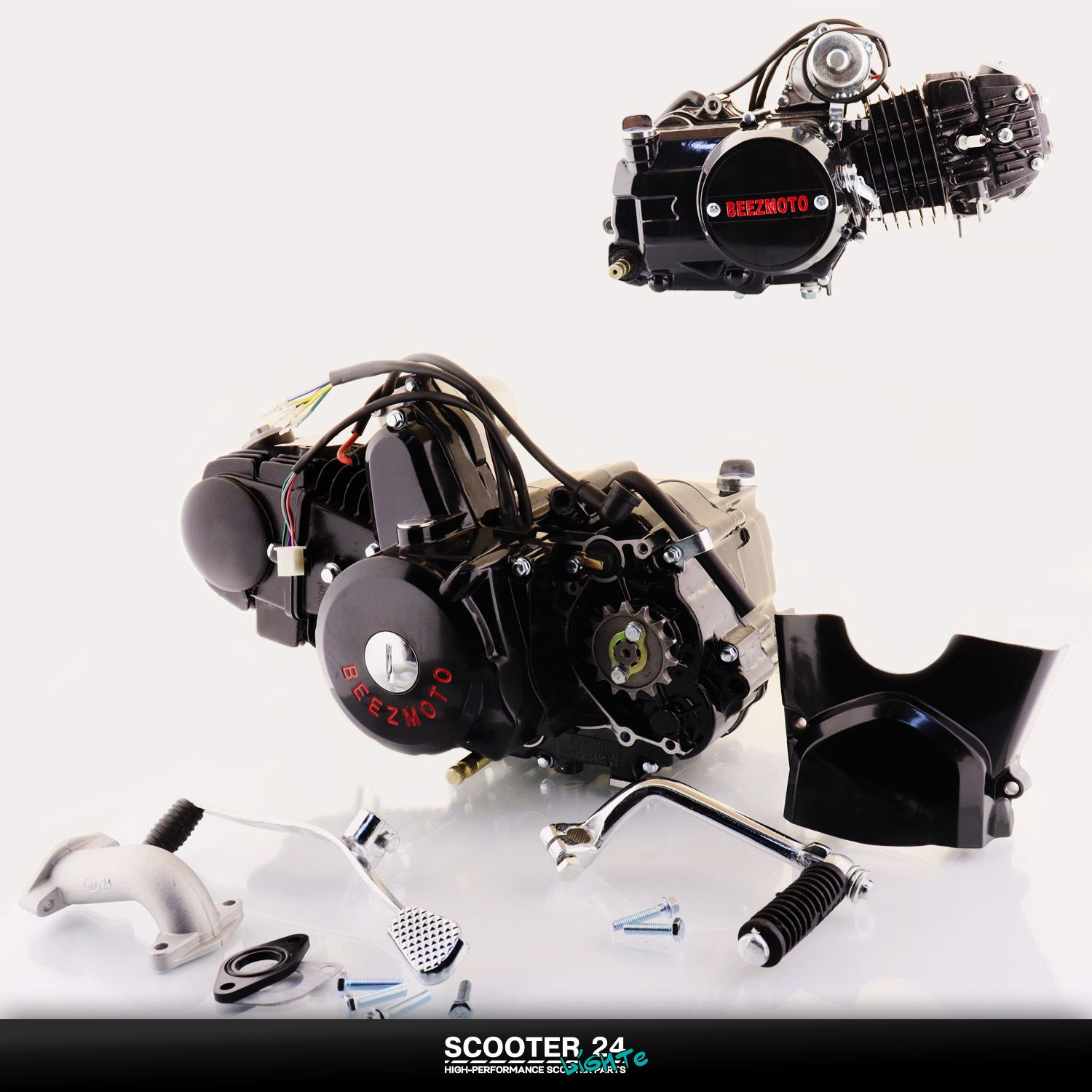 Двигатель на мопед Alpha / Delta (Альфа Дельта Орион Омакс) 139FMB 125cc (МКПП 157FMH / алюминиевый цилиндр чёрный 4пер. по кругу) в сборе 125 кубов