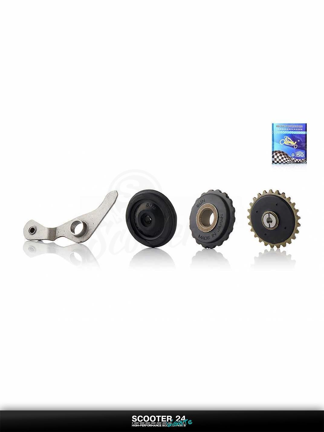 Ремкомплект ГРМ на мопед и мотоцикл Delta / Дельта с двигателем 152FMI, на мопед Alpha / Альфа Орион с двигателем 152FMI 3 ролика, рычаг "LIPAI"