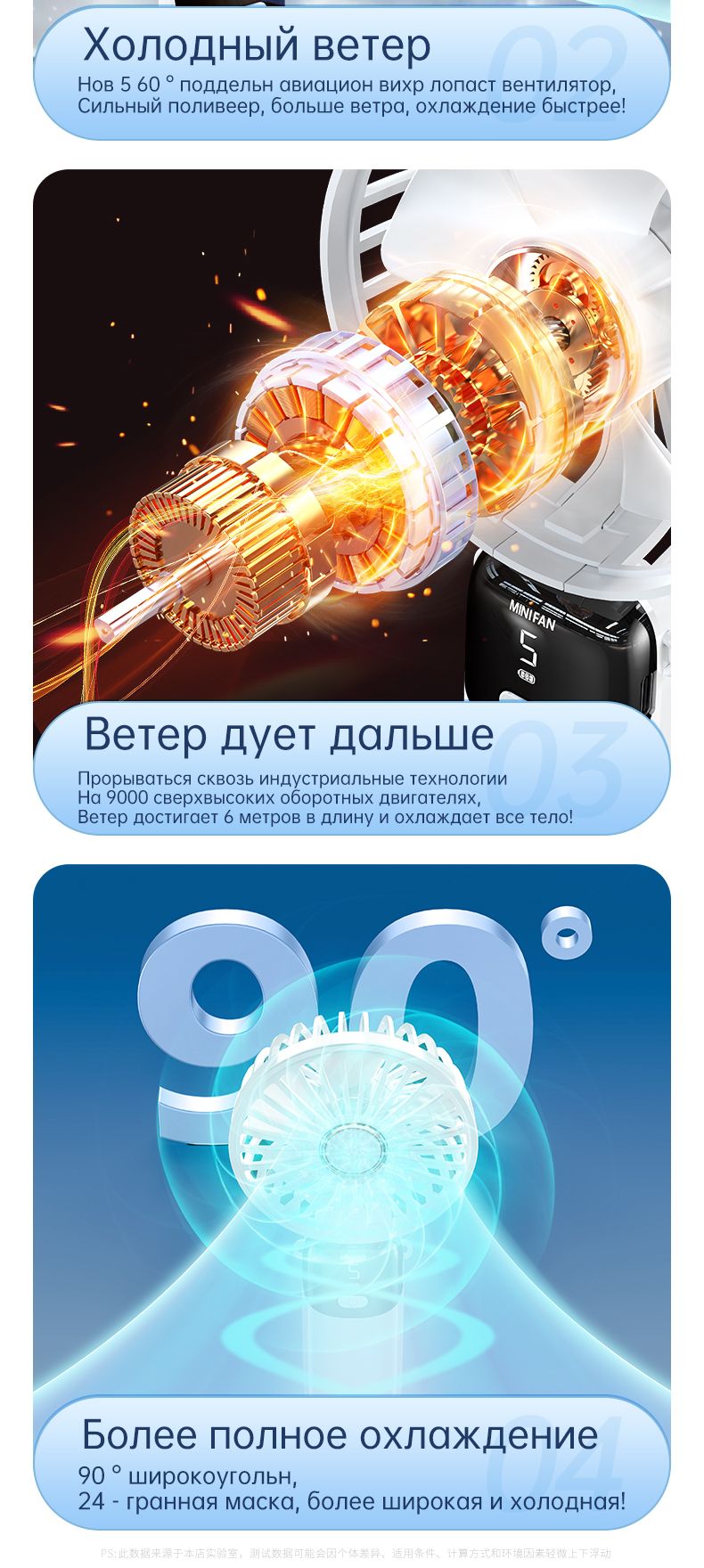 Yueme Настольный вентилятор Портативный ручной вентилятор，настольный в(图4)