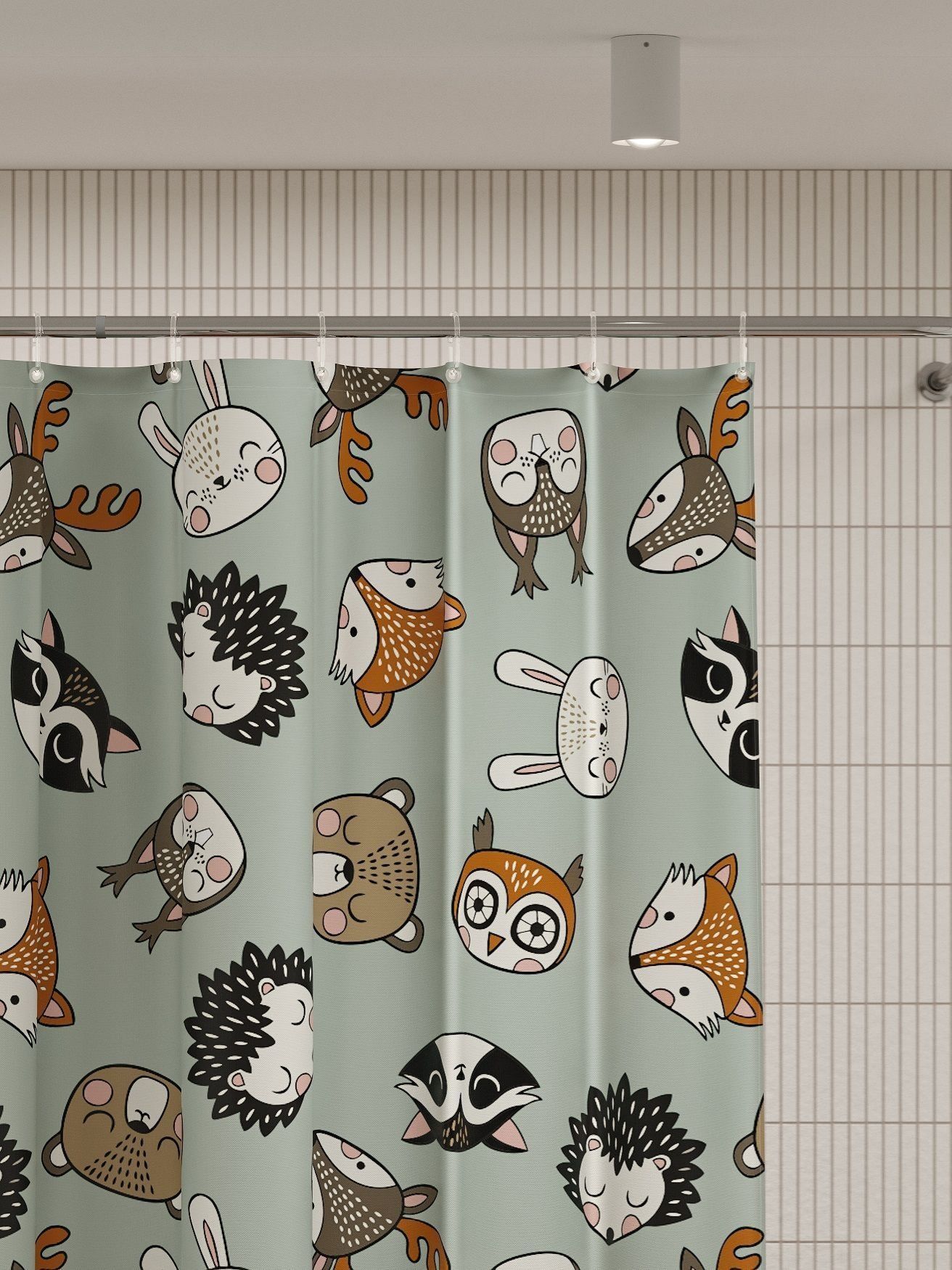 Фото товара на маркетплейсе ozon Штора для ванной комнаты и душа IDDIS, 180x200 см, тканевая, водонепроницаемая, полиэстер, с кольцами, BA02P18i11