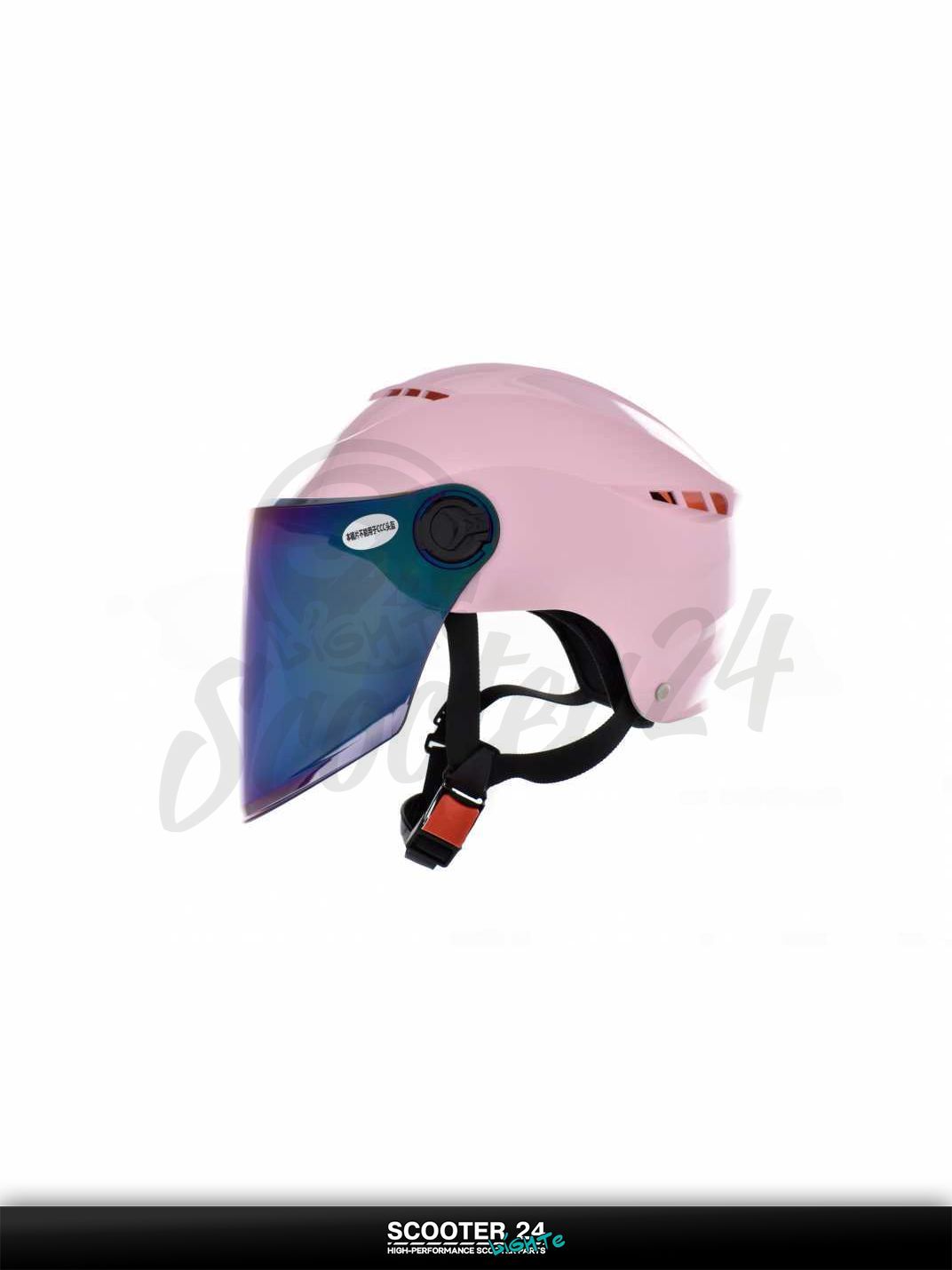 Мотошлем открытый ( вело/самокат) "DAVID" (#S327, светло-розовый, регулятор размера, хамелеон на мотоцикл / мопед и скутер