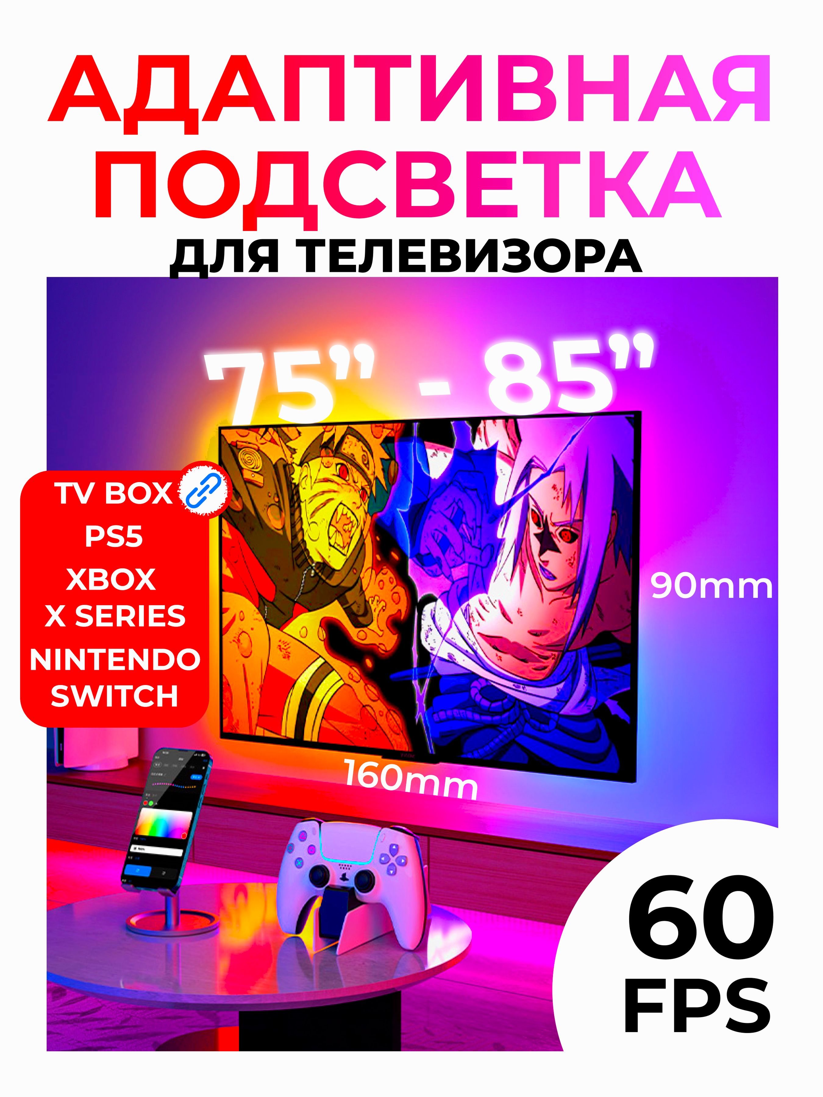 Светодиоднаялента75"-85"адаптивнаяподсветкаAmbiLightдлятелевизора75"-85"