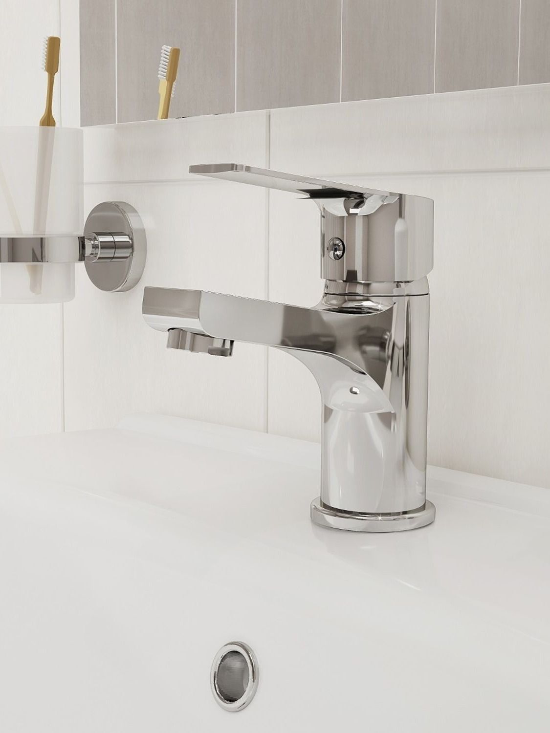 Фото товара на маркетплейсе ozon Смеситель для раковины Milardo, компактный, латунь, хром, Helic, HELSB00M01