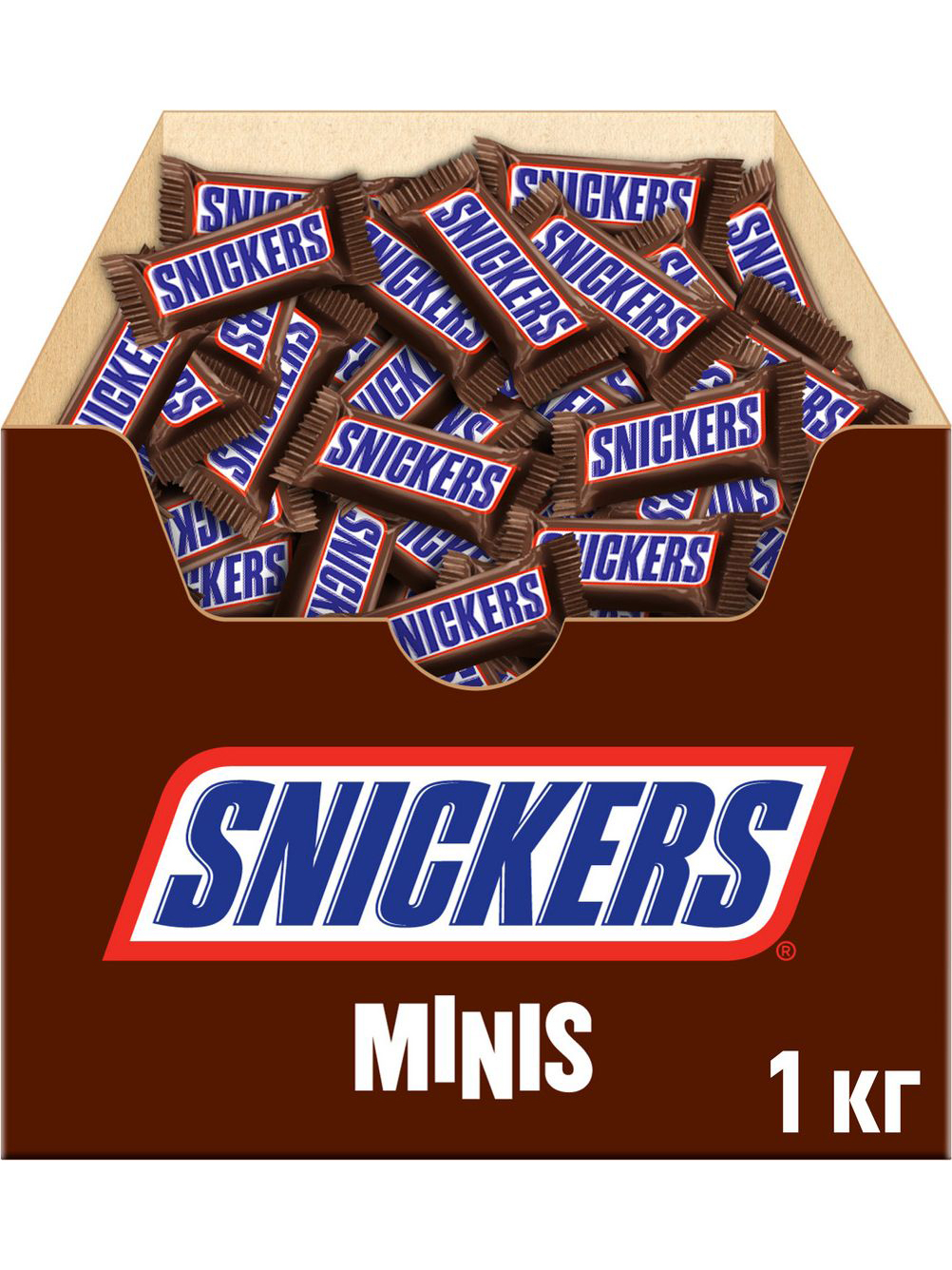 КонфетышоколадныебатончикиSnickersminisскарамелью,арахисоминугой,1кг