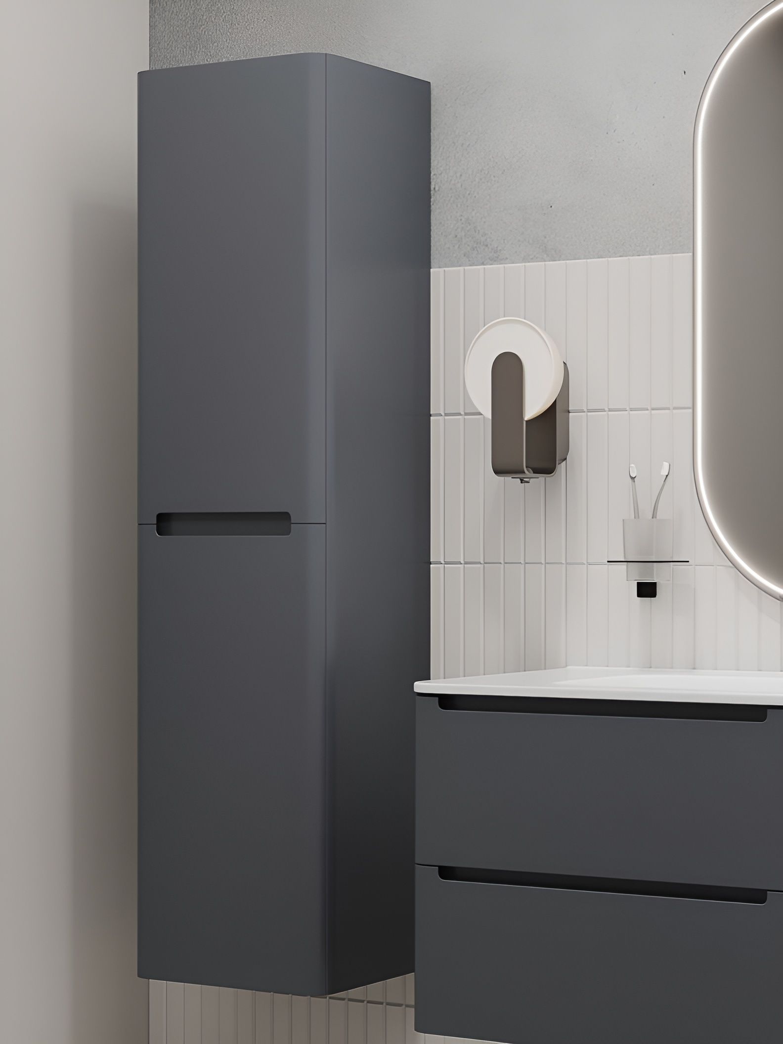 Фото товара на маркетплейсе ozon Шкаф-пенал подвесной в ванную, IDDIS, 40 см, темно-серый, Edifice, EDI40D0i97