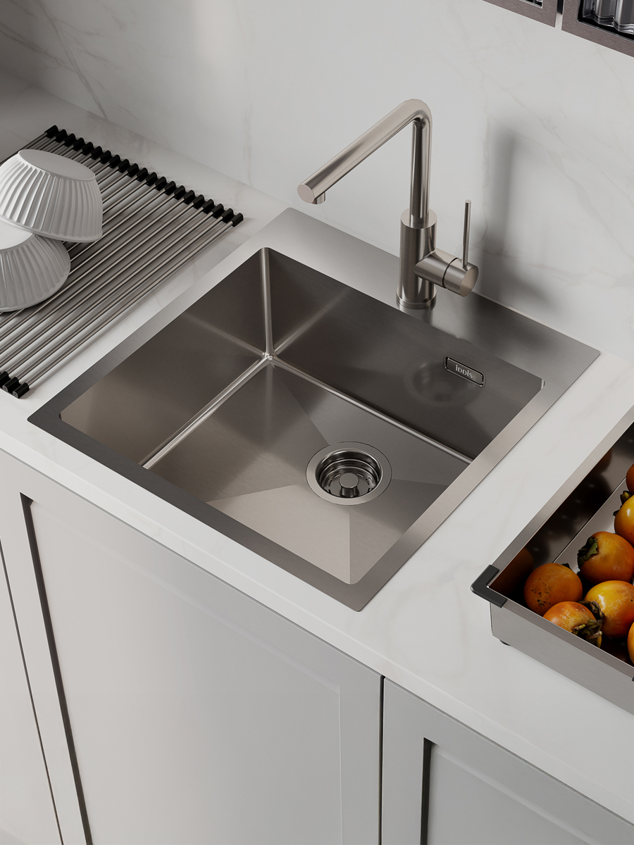 Фото товара на маркетплейсе ozon Мойка для кухни IDDIS, врезная, 51х49х20 см, нержавеющая сталь, без крыла, матовая, Haze, HAZ49S0i77