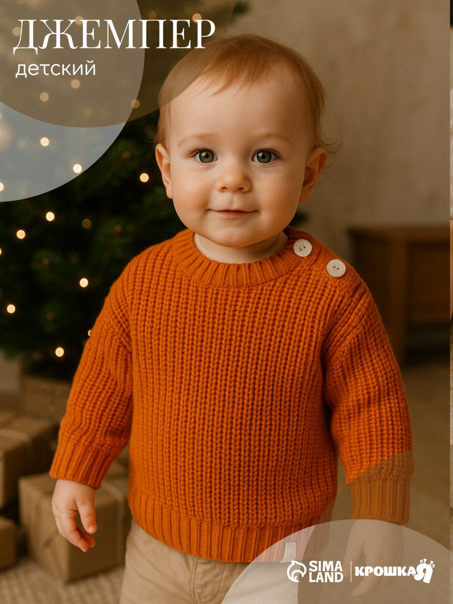 Джемпер для новорожденных малышей, вязаный Крошка Я Oranges, р.68-74, оранжевый