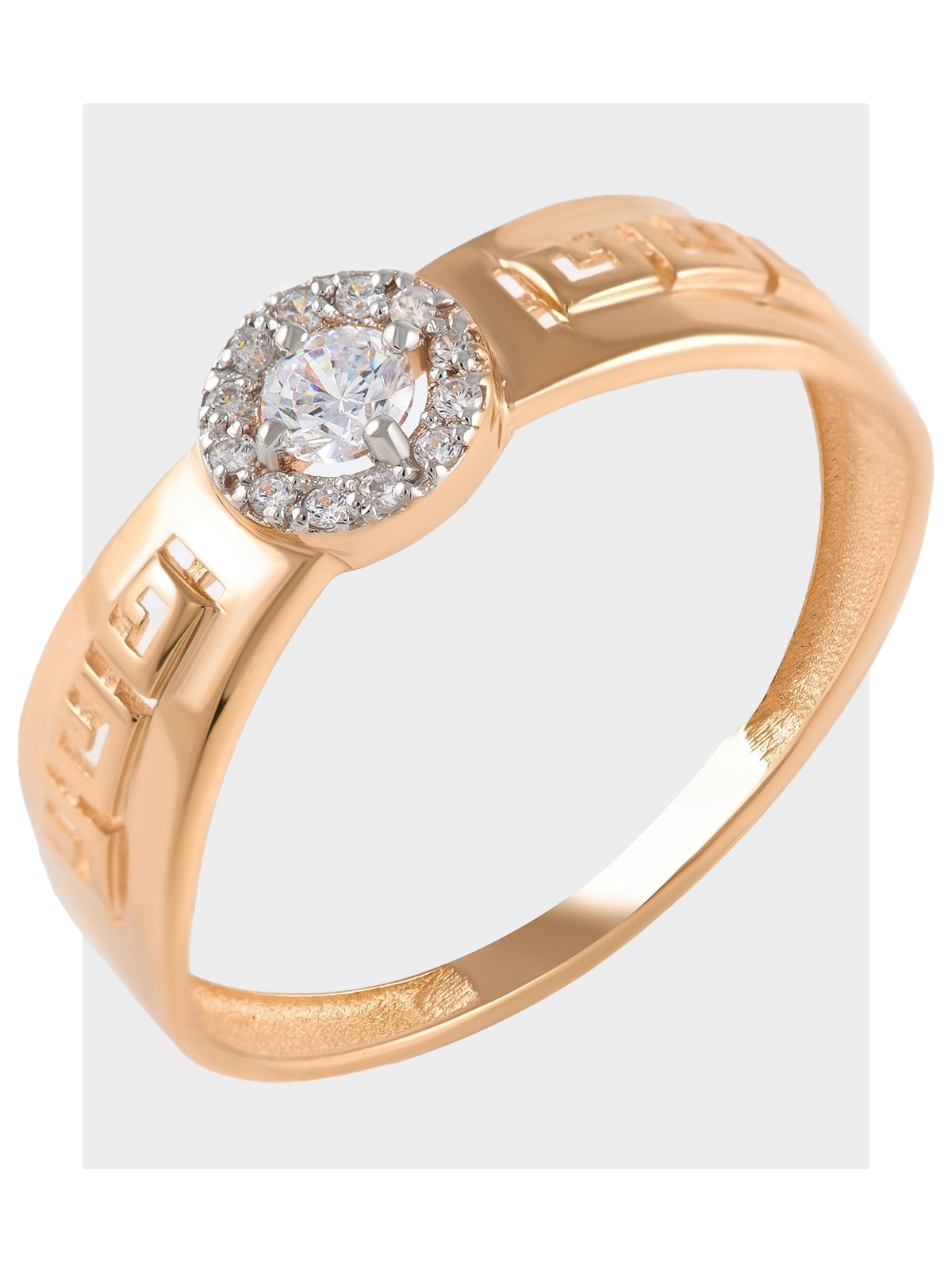 Кольцо золотое женское 585 широкое с фианитами