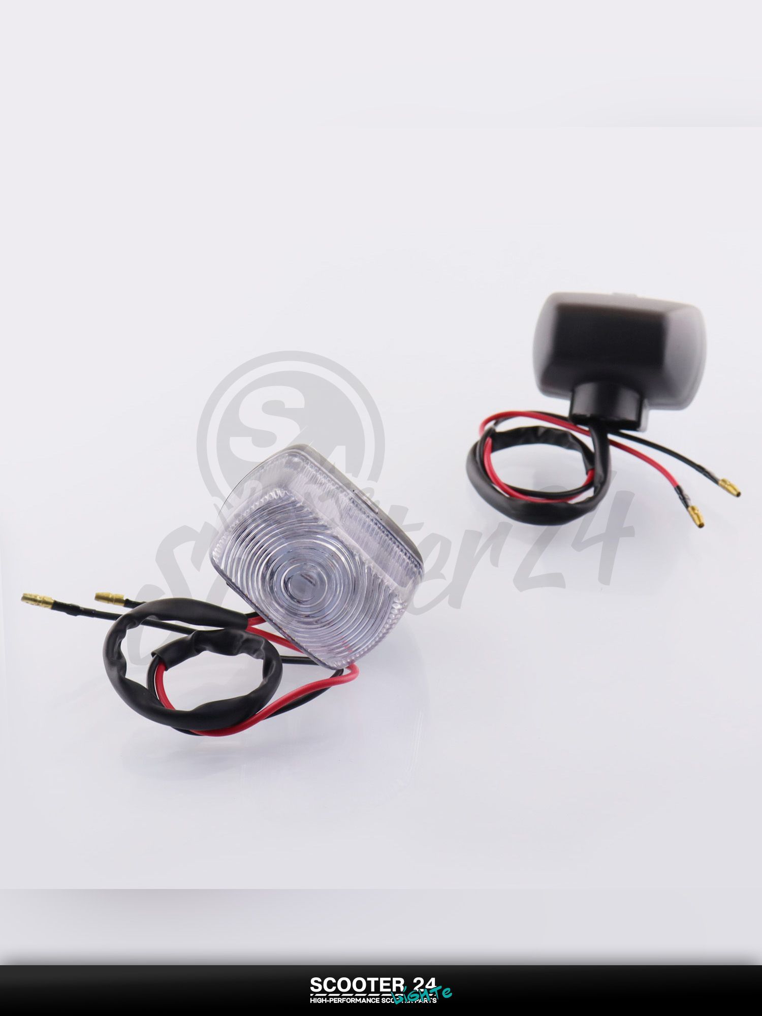 Повороты светодиодные, для мотоцикла, мопеда и скутера прямоугольные (5 LED, белое стекло) "JS"