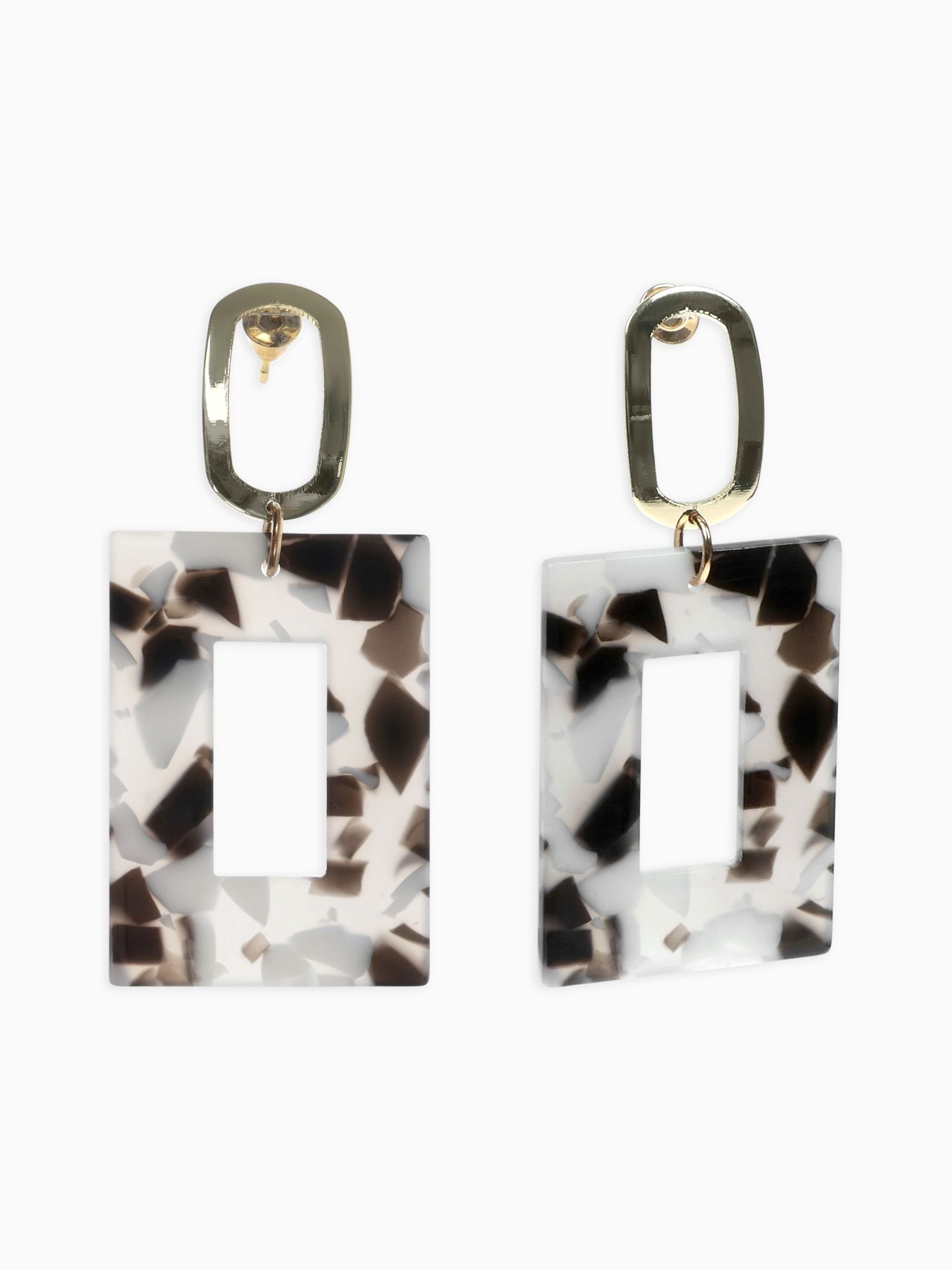 Серьги женские бижутерия "Азелия" прямоугольник, цвет чёрно-белый в золоте