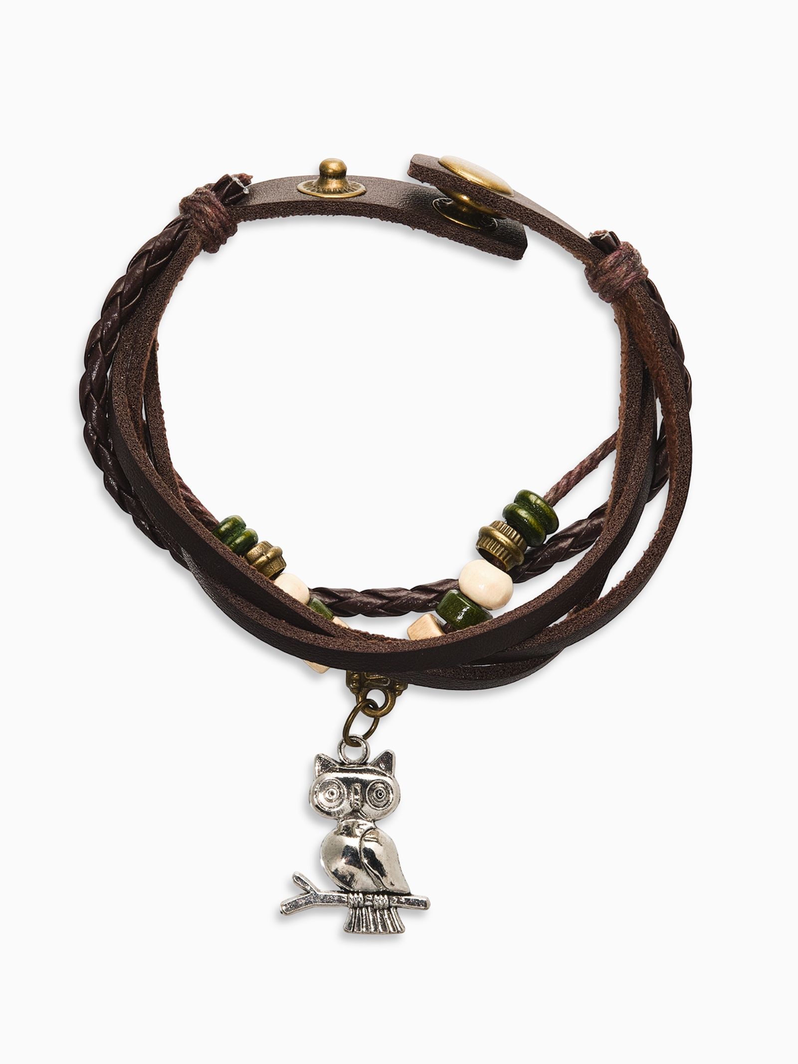 Браслет женский бижутерия кожа "Хиппи" совунья, цвет коричневый