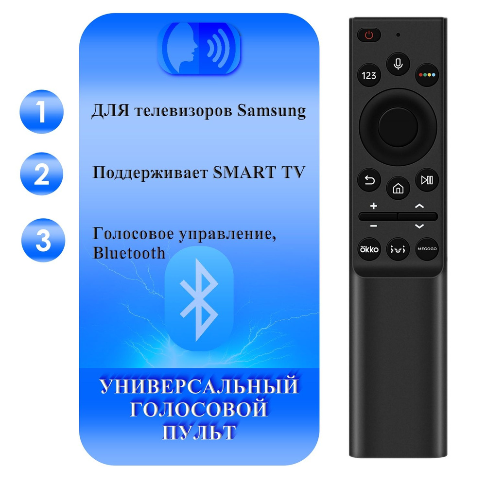 Голосовой пульт BN59-01363G для Smart телевизоров SAMSUNG / САМСУНГ! OKKO, IVI, MEGOGO  #1