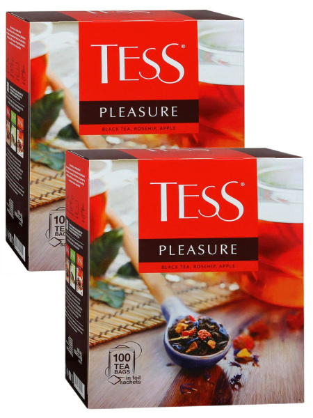 Чай черный Tess Плэжа с шиповником и яблоком, 100 пакетиков по 1,5 г 2 ...