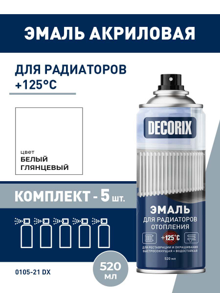 Аэрозольная краска для радиаторов отопления и батарей белая DECORIX 520 ...