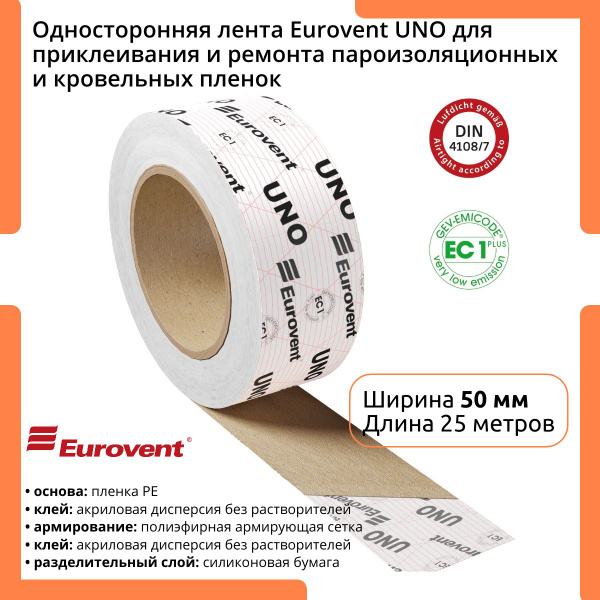 Клейкая лента для пароизоляции, мембраны и ремонтных работ UNO Eurovent ...